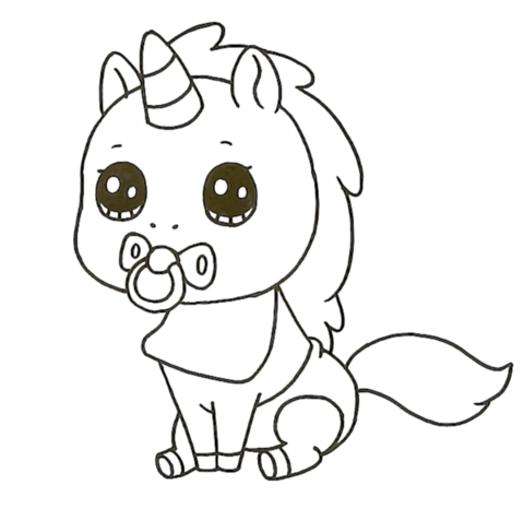 Coloriage Licorne kawaii