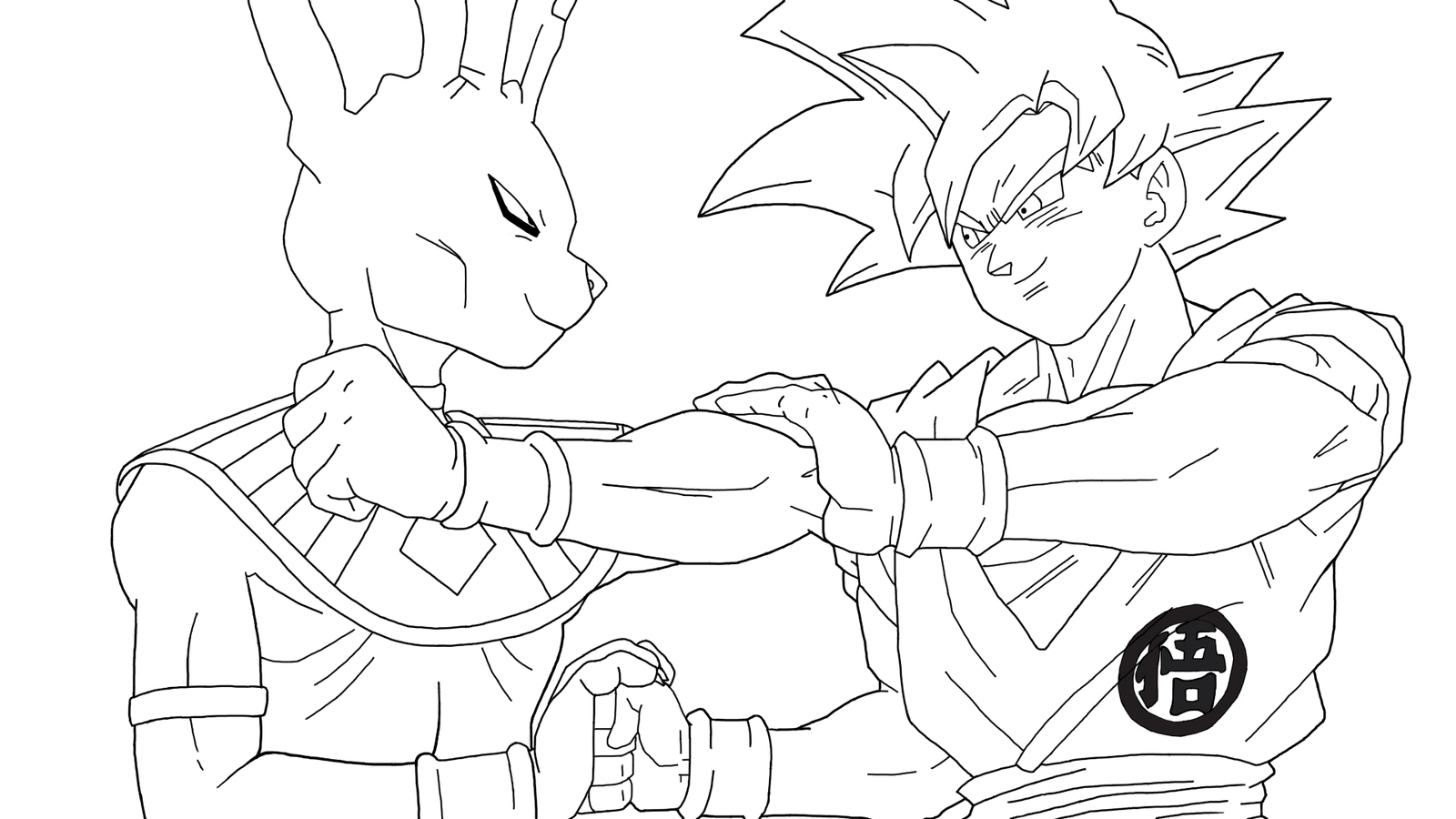 Coloriage Beerus Vs Goku Super Saiyan Gold Dbz - Dragon ball z à imprimer