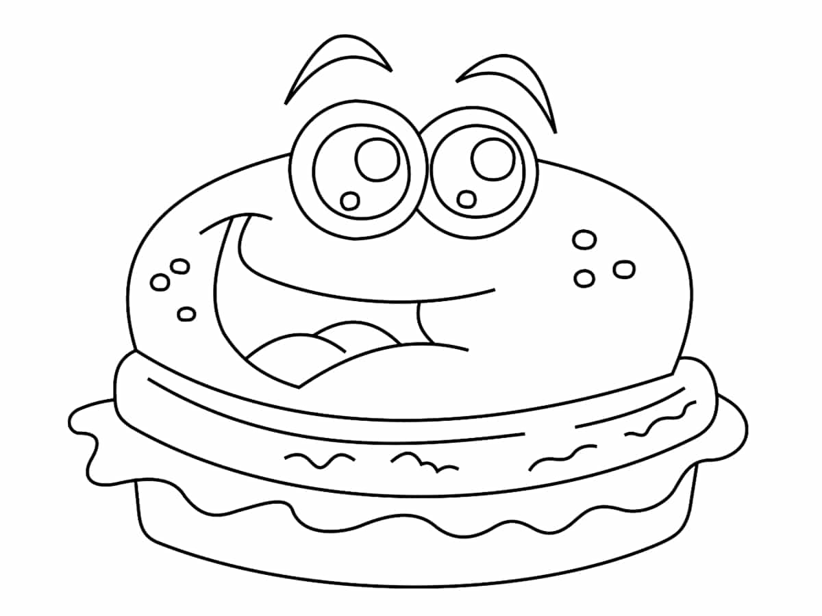 Coloriage Burger Kawaii - Kawaii à imprimer