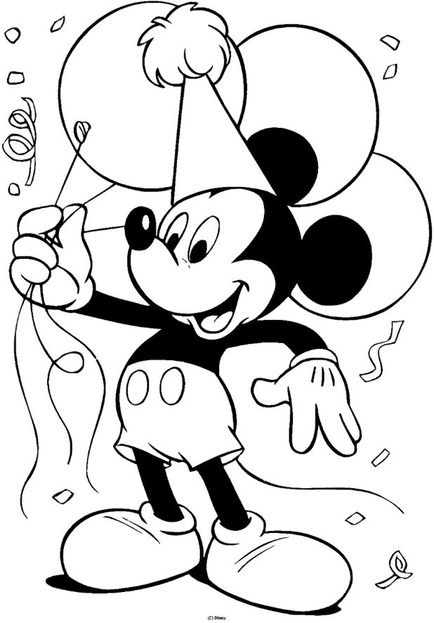Coloriage C est l'anniversaire de mickey - Disney à imprimer