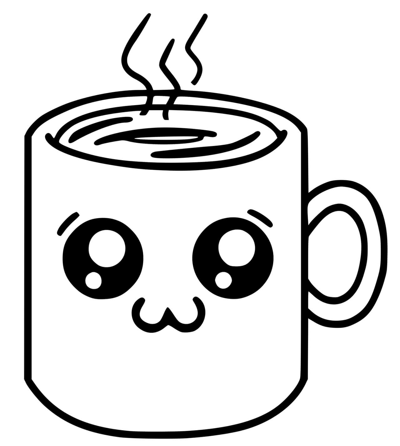 Coloriage Café Kawaii - Kawaii à imprimer