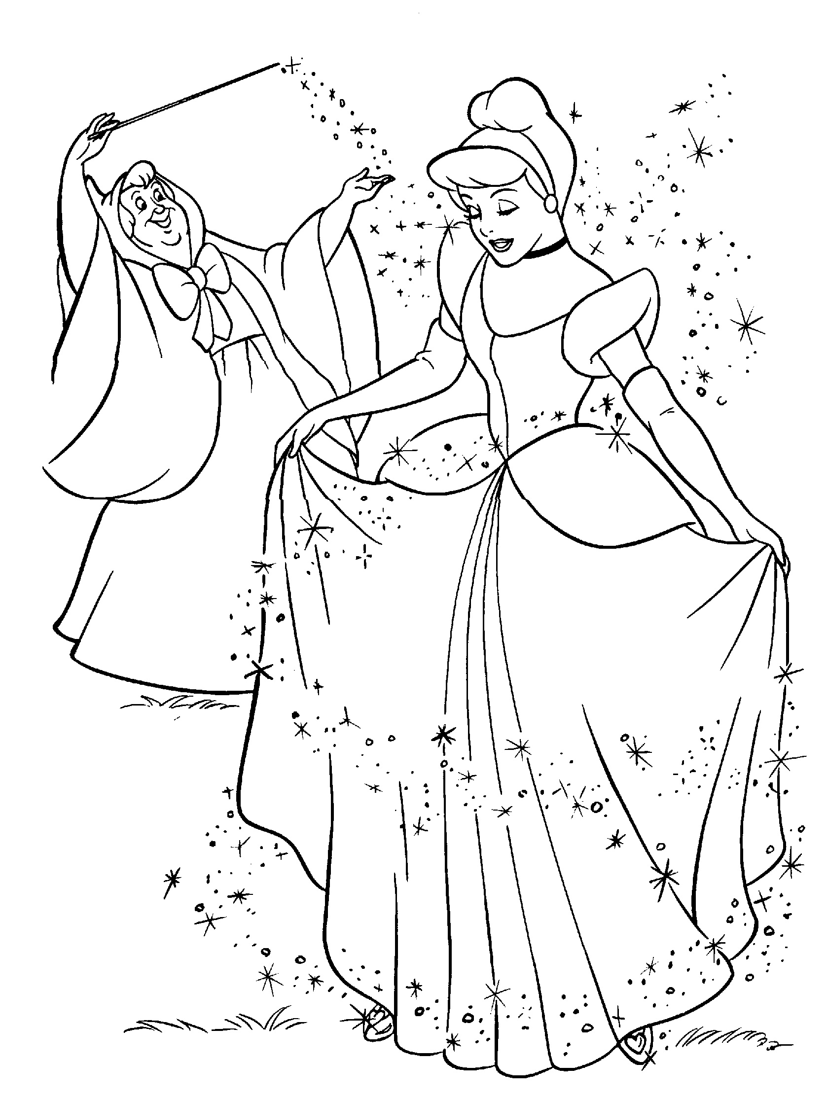 Coloriage Cendrillon personnage du conte cendrillon ou la petite pantoufle de verre - Disney à imprimer