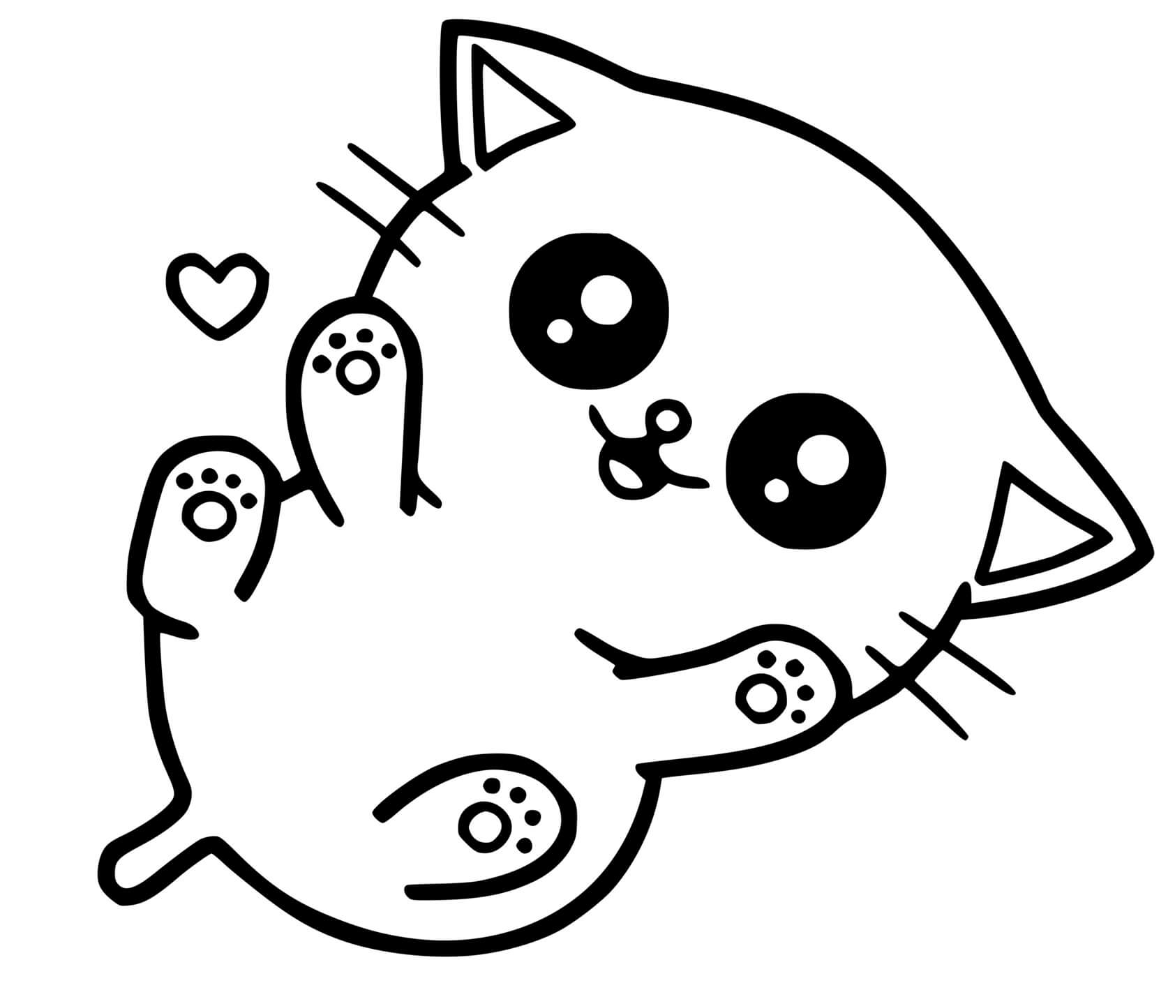 Coloriage Chaton Mignon Kawaii - Kawaii à imprimer