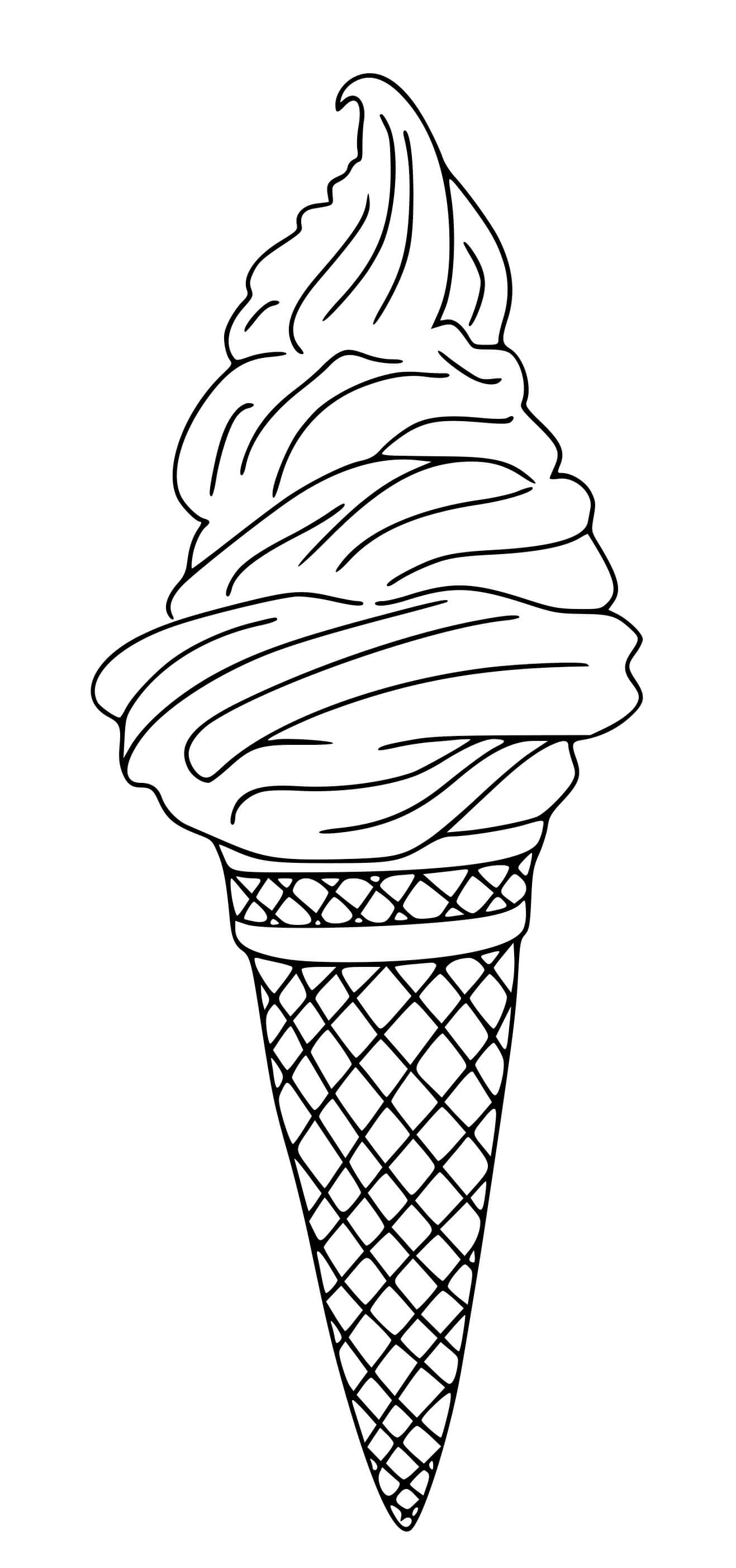 Coloriage Cornet De Crème Glace - Maternelle à imprimer