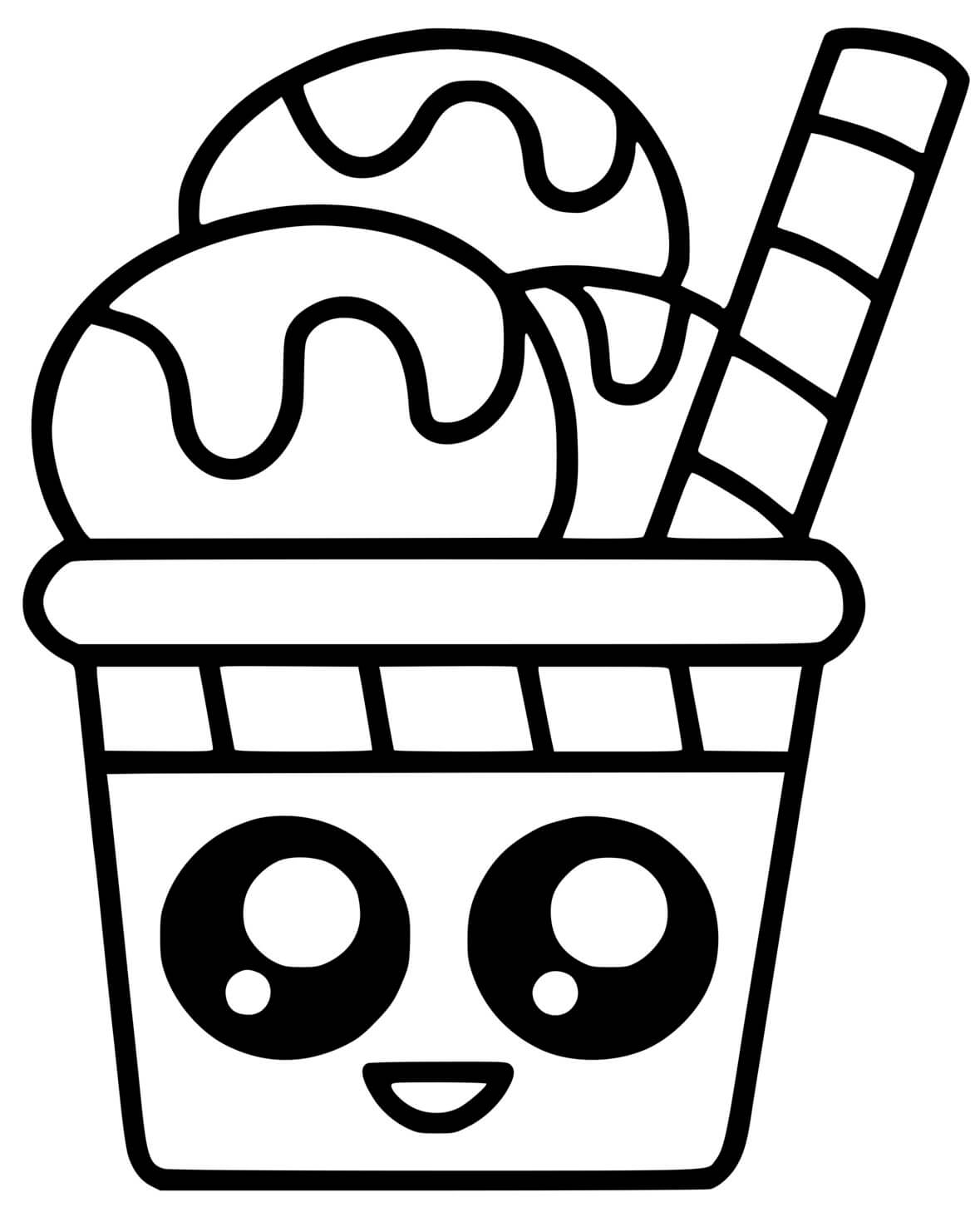 Coloriage Crème Glace Kawaii - Kawaii à imprimer