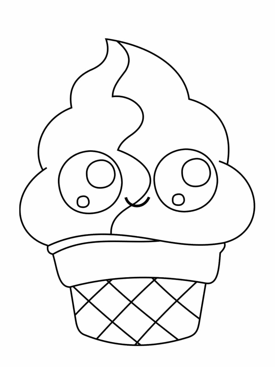 Coloriage Crème Glacee Kawaii - Kawaii à imprimer