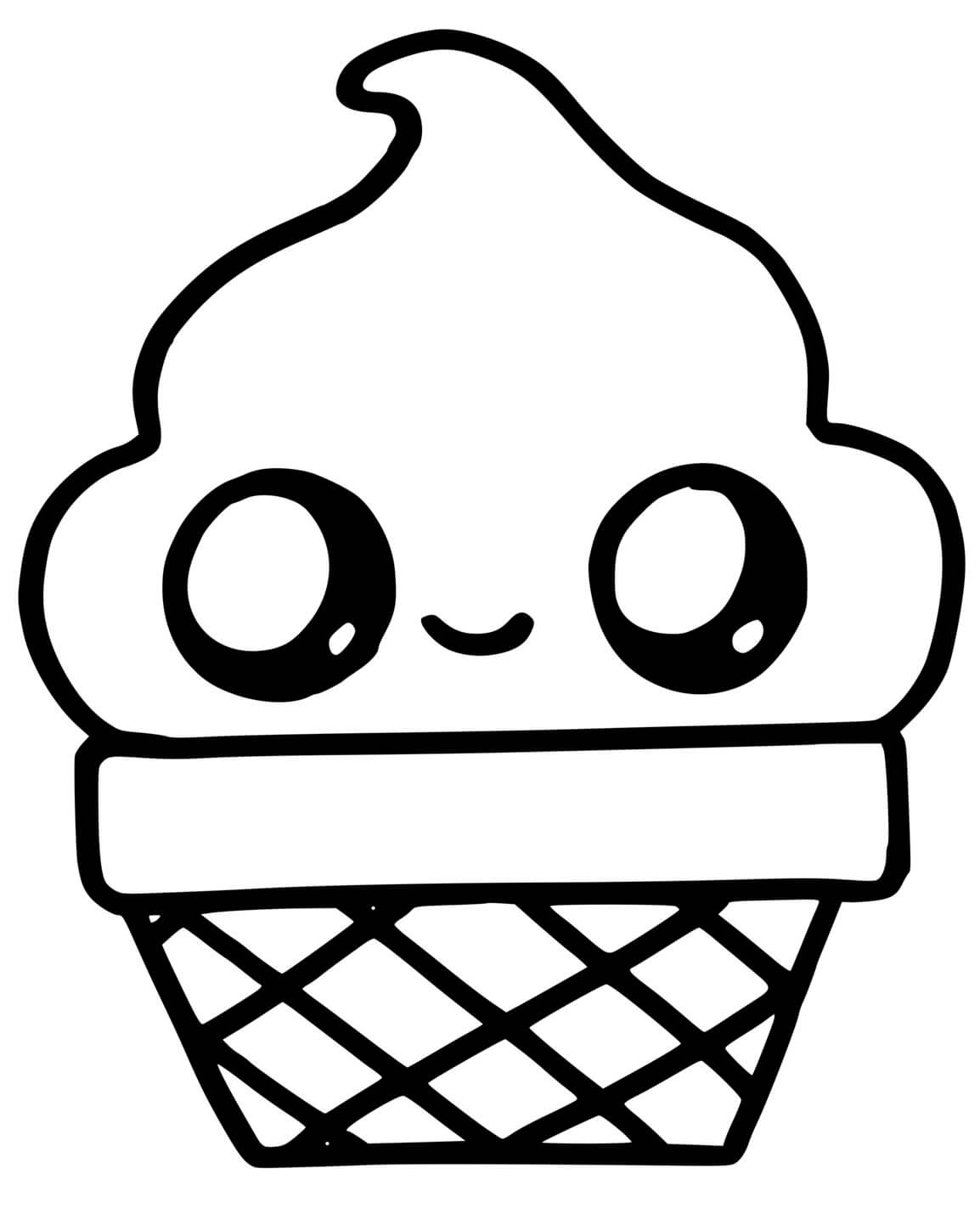 Coloriage Glace kawaii mignonne - Kawaii à imprimer