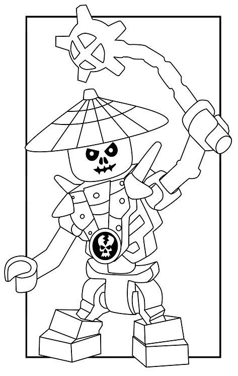 Coloriage Guerrier Squelette Ninjago en Armure Noire - Ninjago à imprimer