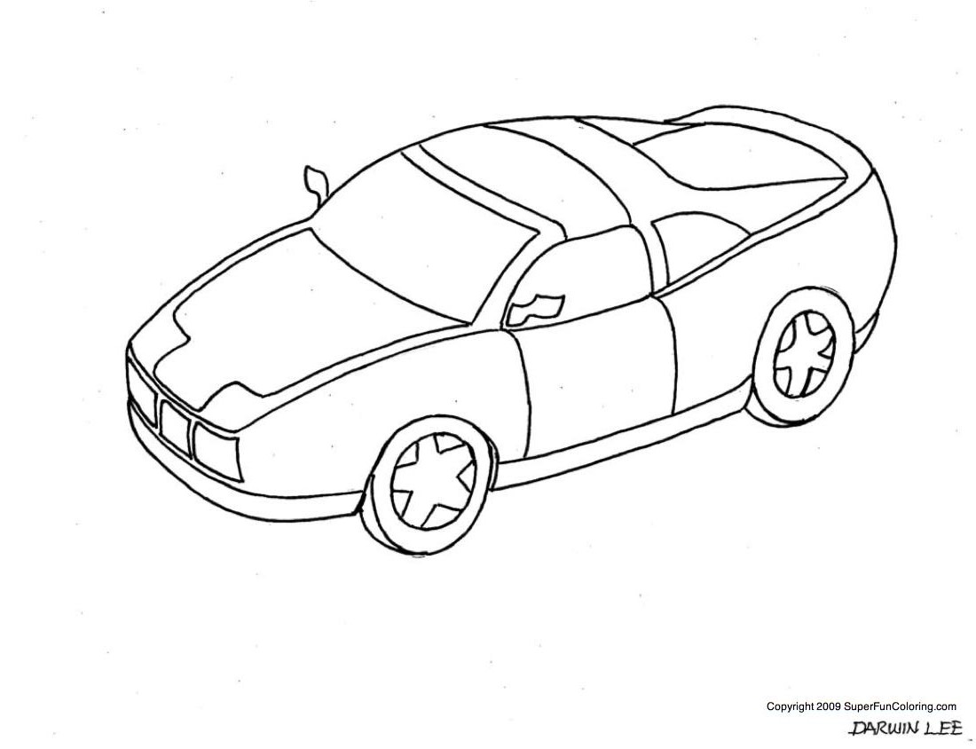 Coloriage Voiture sportive en pleine accélération - Enfants à imprimer