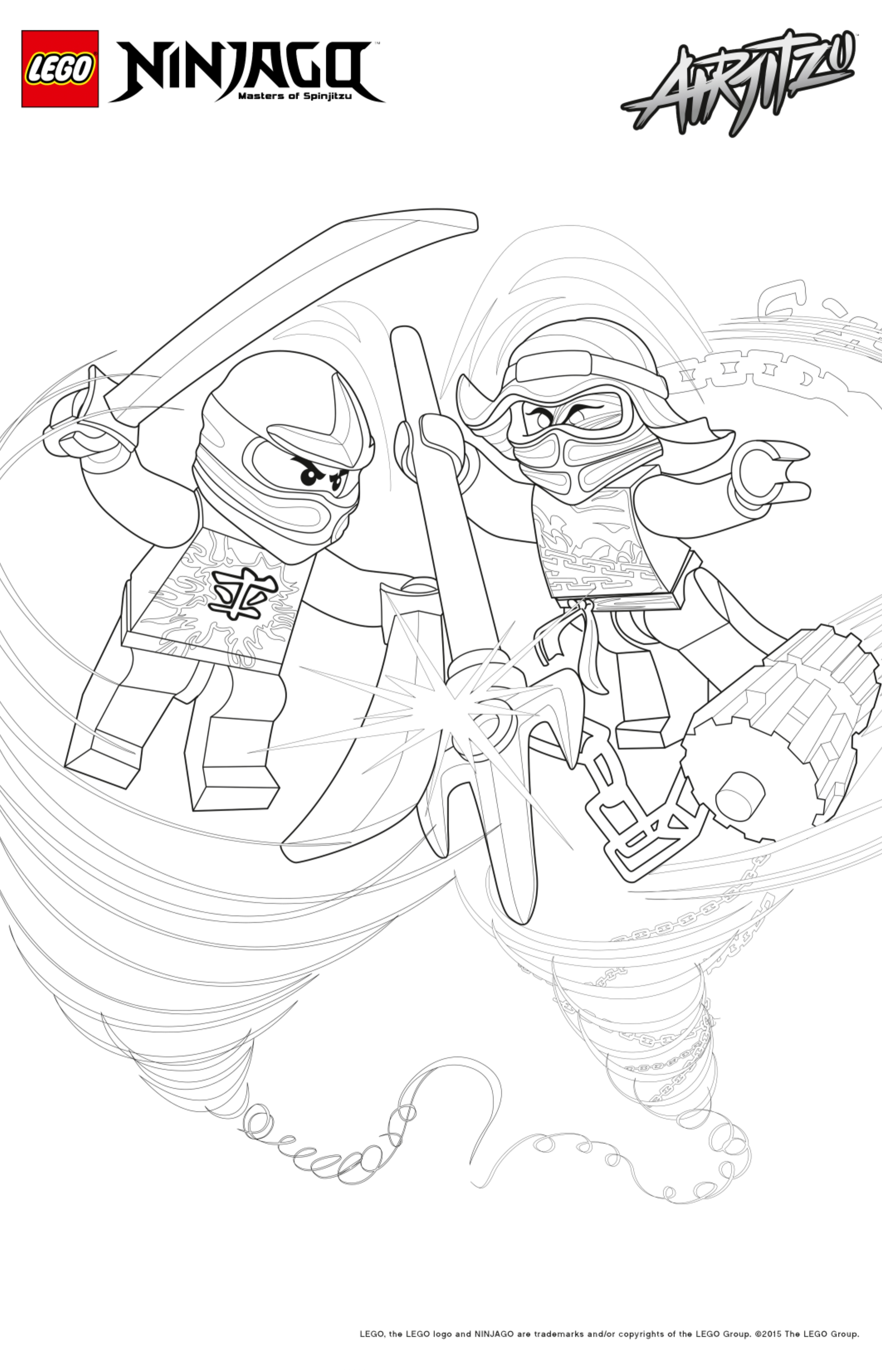 Coloriage Deux Ninjagos Dans Tournade - Ninjago à imprimer