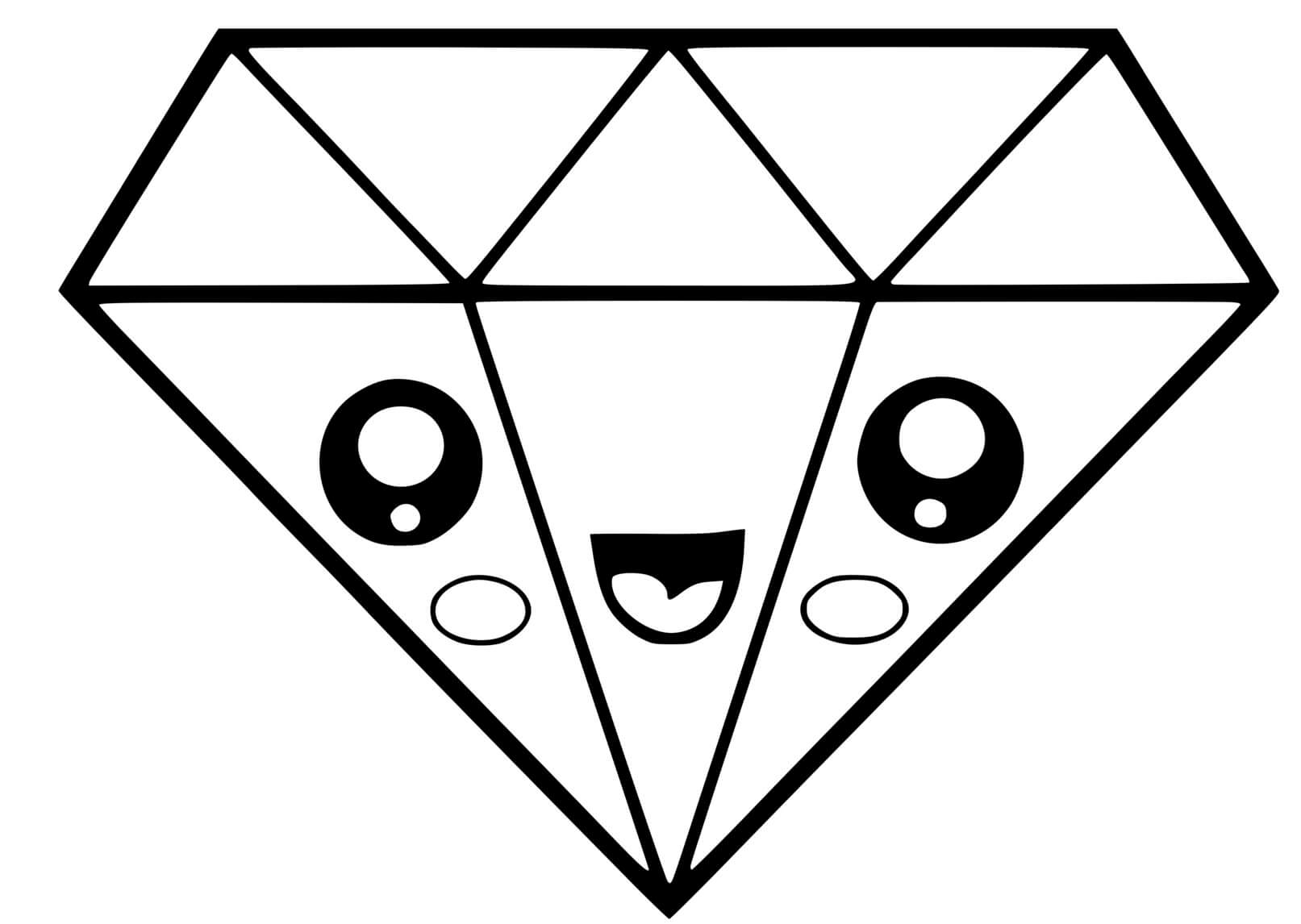 Coloriage Diamant Kawaii - Kawaii à imprimer