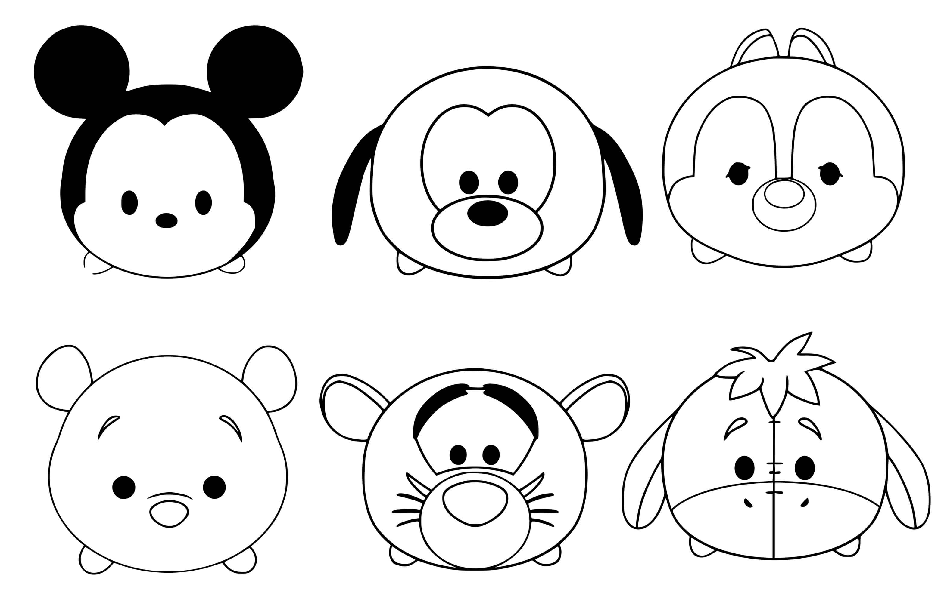 Coloriage Disney kawaii mickey winnie tigrou - Disney à imprimer