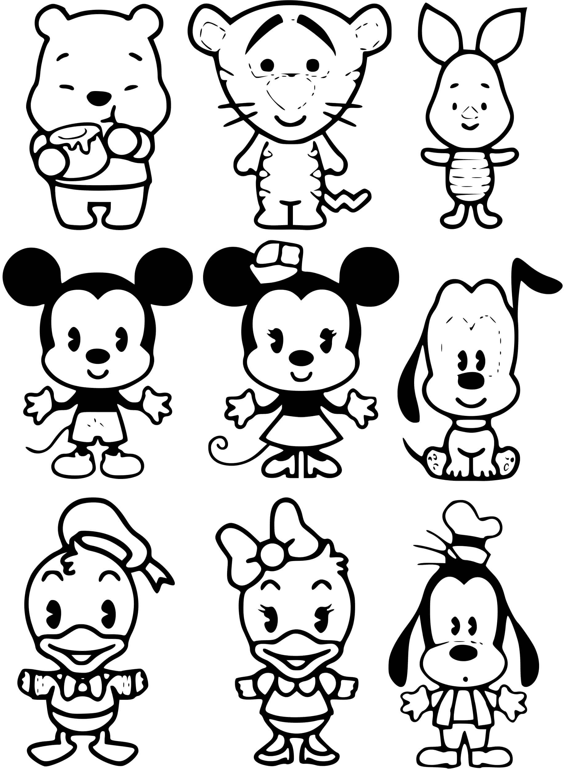 Coloriage Disney kawaii personnages bébés - Disney à imprimer