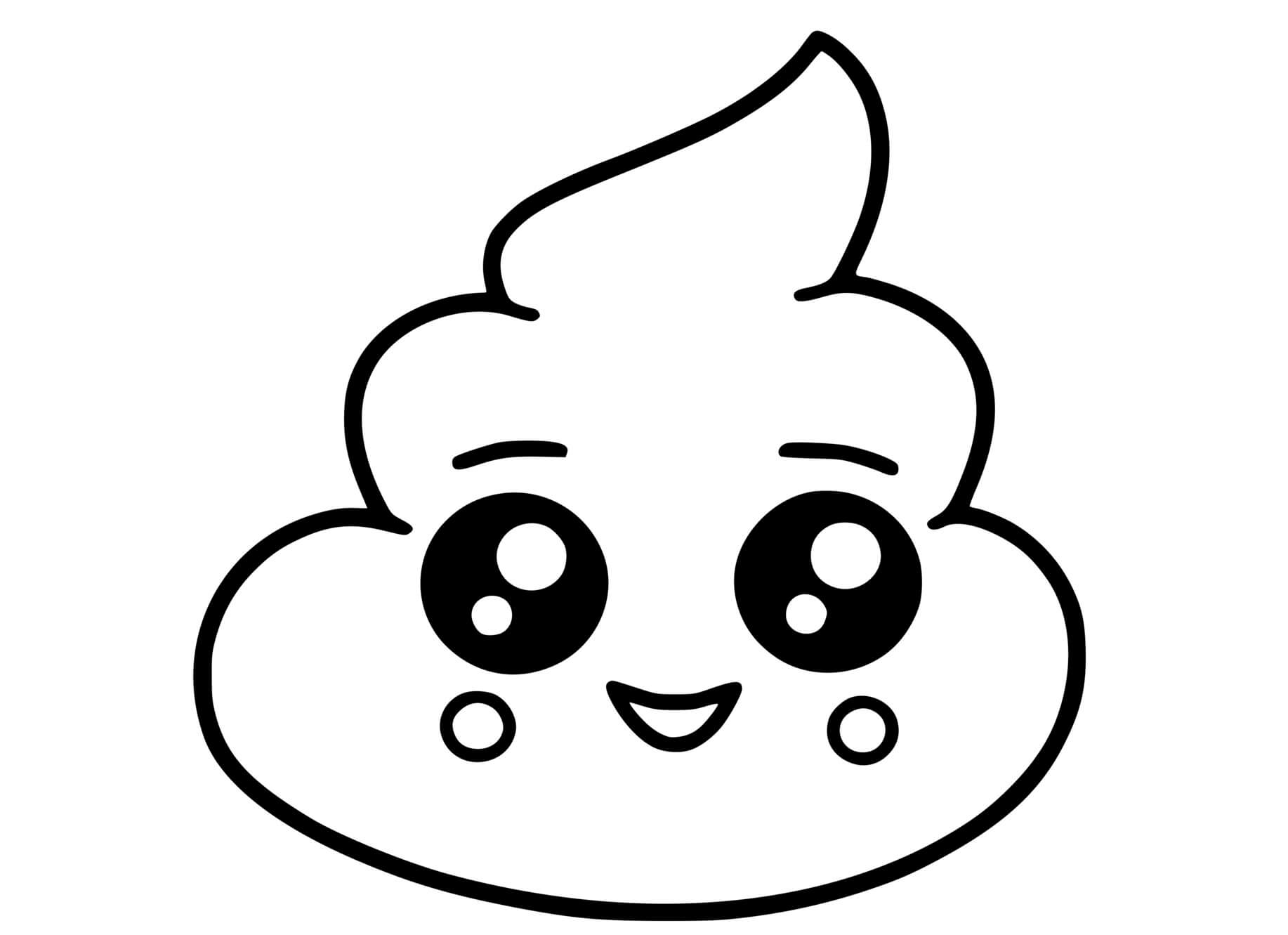 Coloriage Emoji Caca Kawaii - Kawaii à imprimer