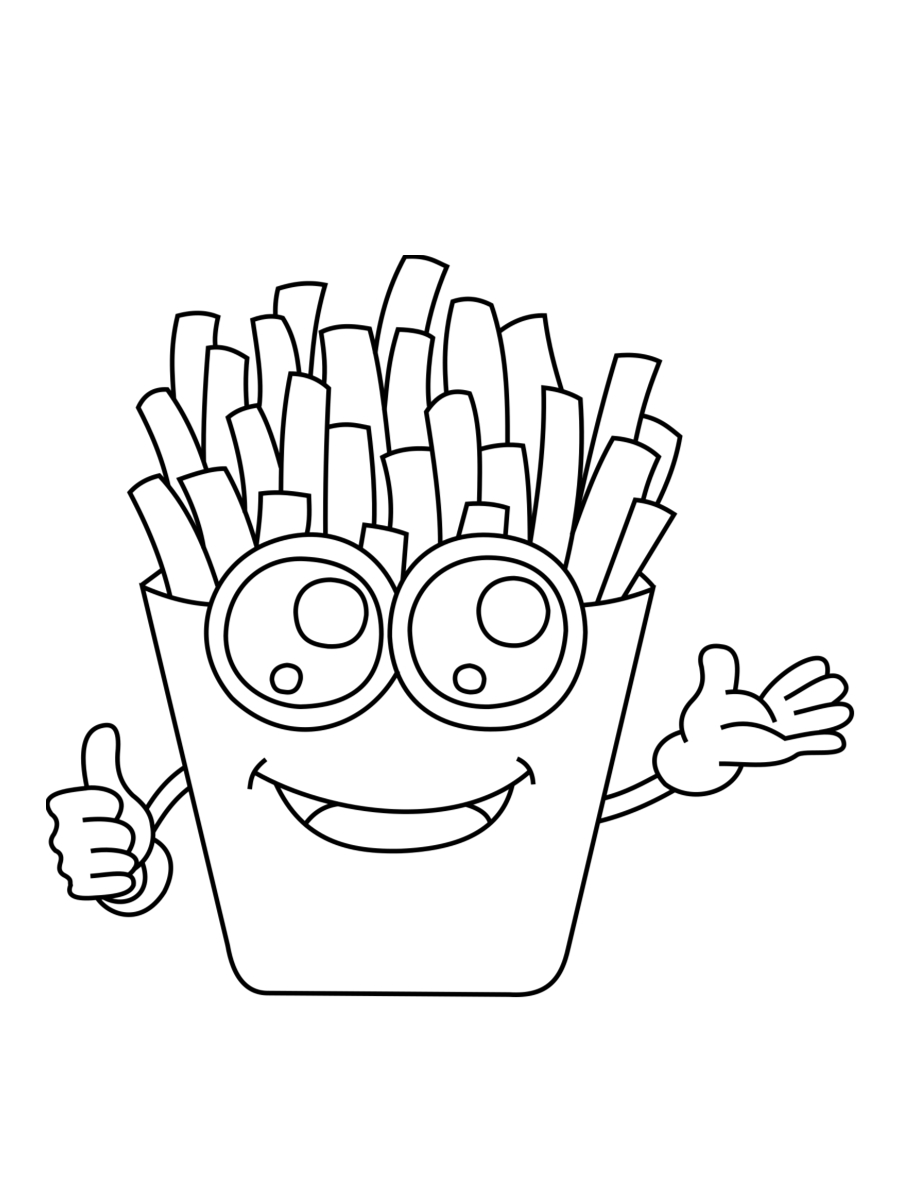 Coloriage Frites Kawaii Nourriture - Kawaii à imprimer