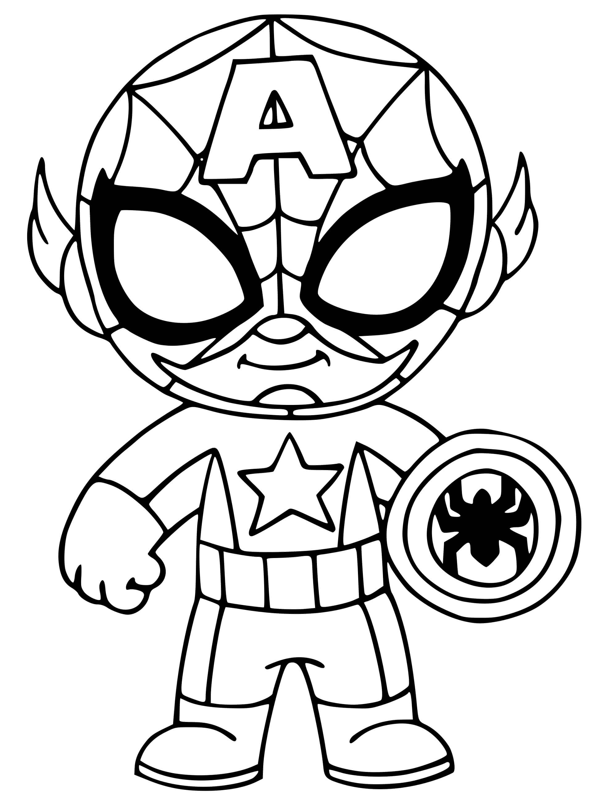Coloriage Fusion De Captain America Et Spider Man - Spider-Man à imprimer