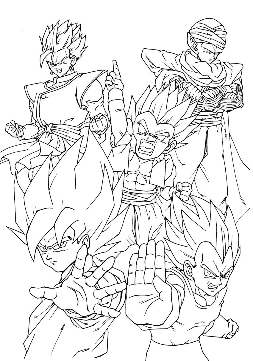 Coloriage Goku Vegeta Piccolo Gohan Yamcha Dragon Ball - Dragon ball z à imprimer