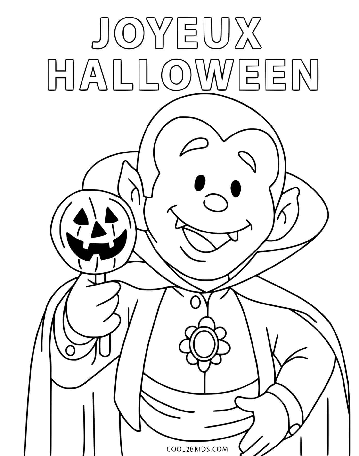 Coloriage Joyeux Halloween Vampire Dracula Gentil - Halloween à imprimer