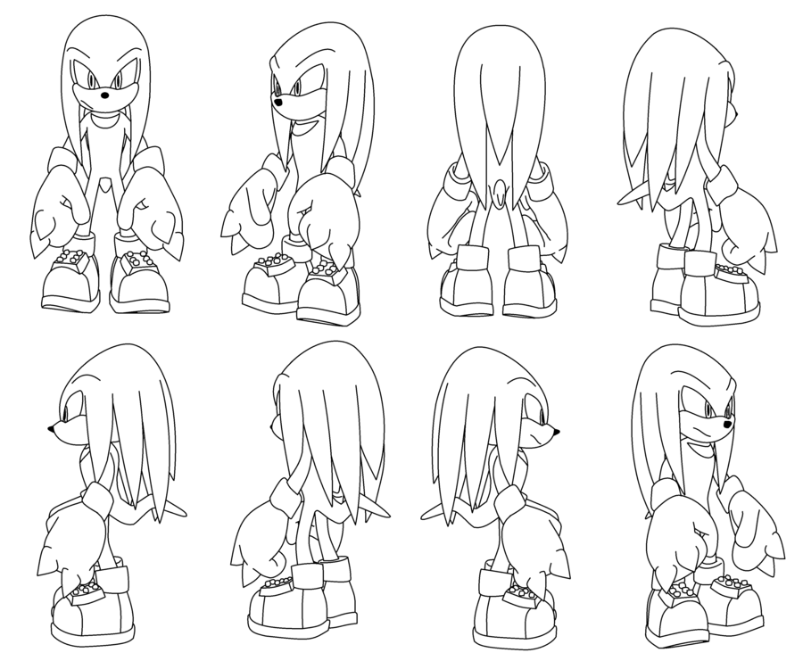 Coloriage Knuckles The Echidna Turning By Darkhedgehog23 - Sonic à imprimer