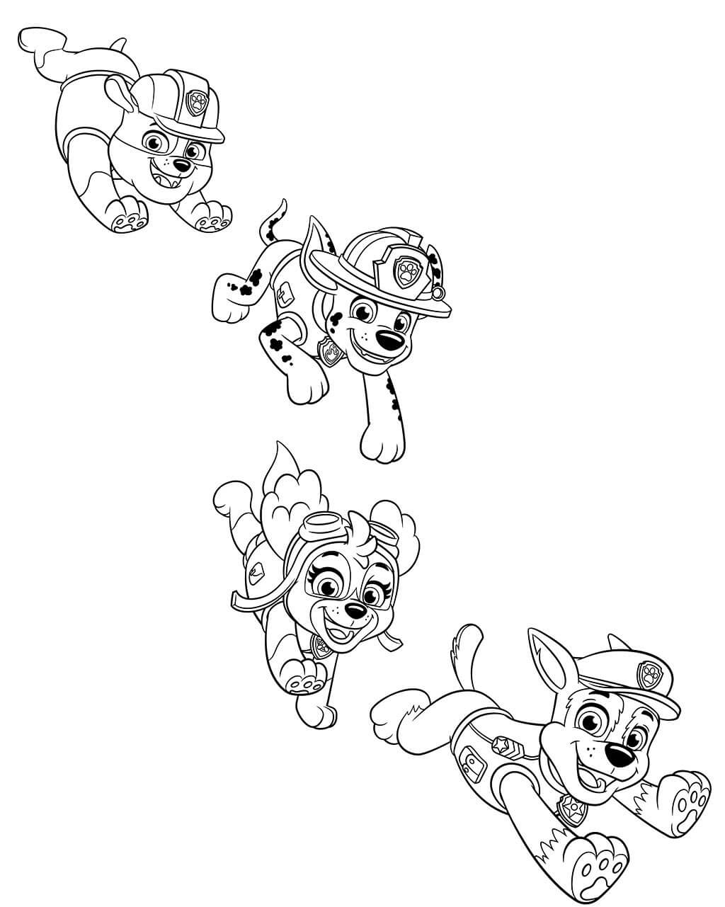 Coloriage Les Chiots De Pat Patrouille Font Des Sauts - Pat patrouille à imprimer