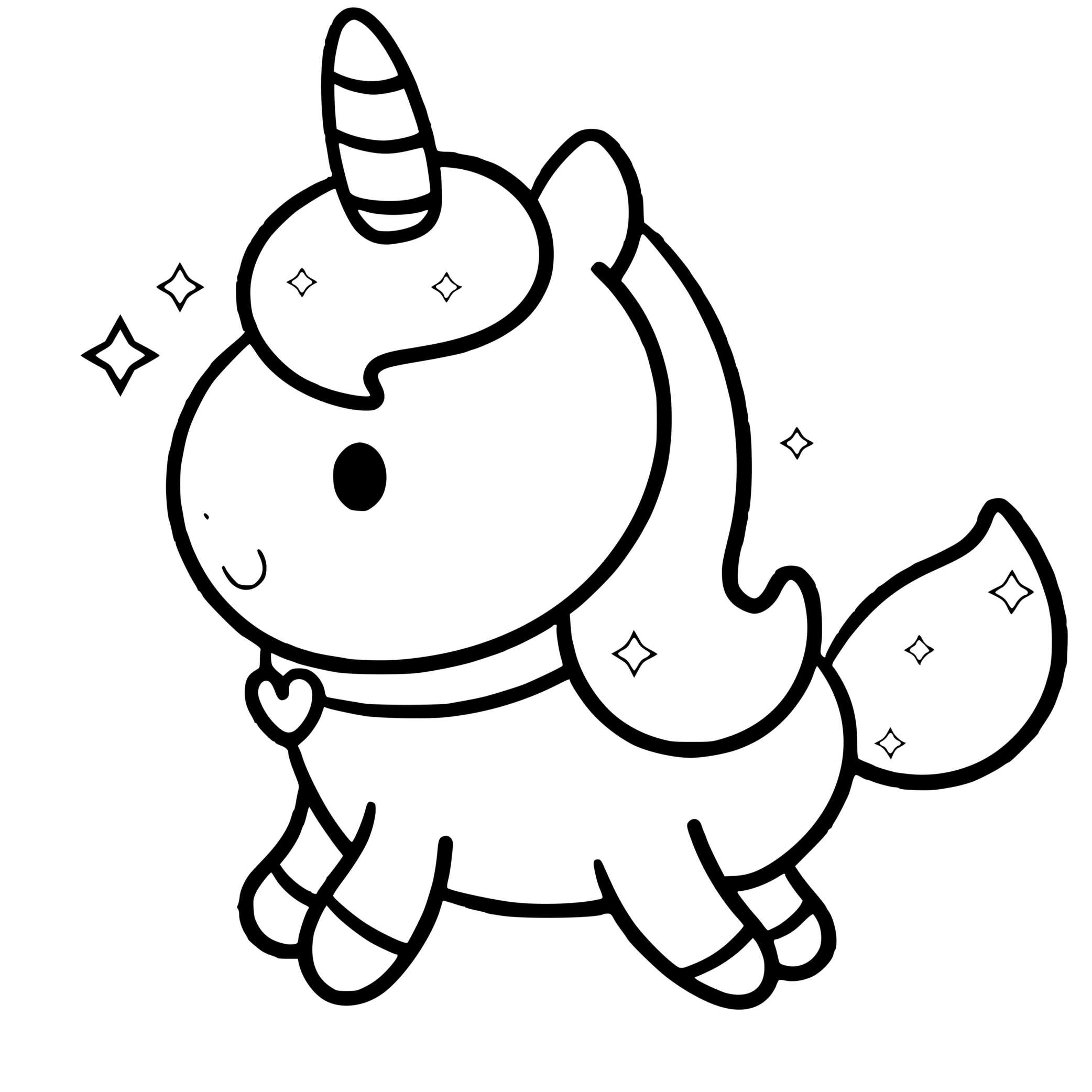 Coloriage Licorne Kawaii Au Galop - Licorne à imprimer