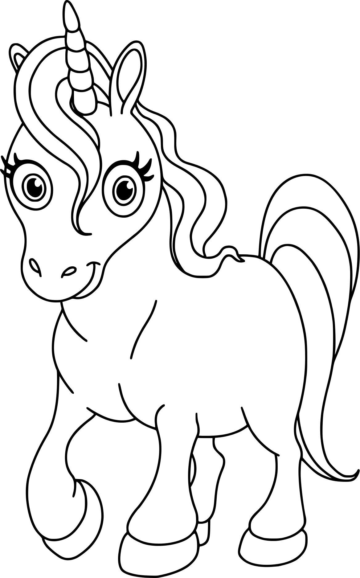 Coloriage Licorne Kawaii Princesse Facile - Licorne à imprimer