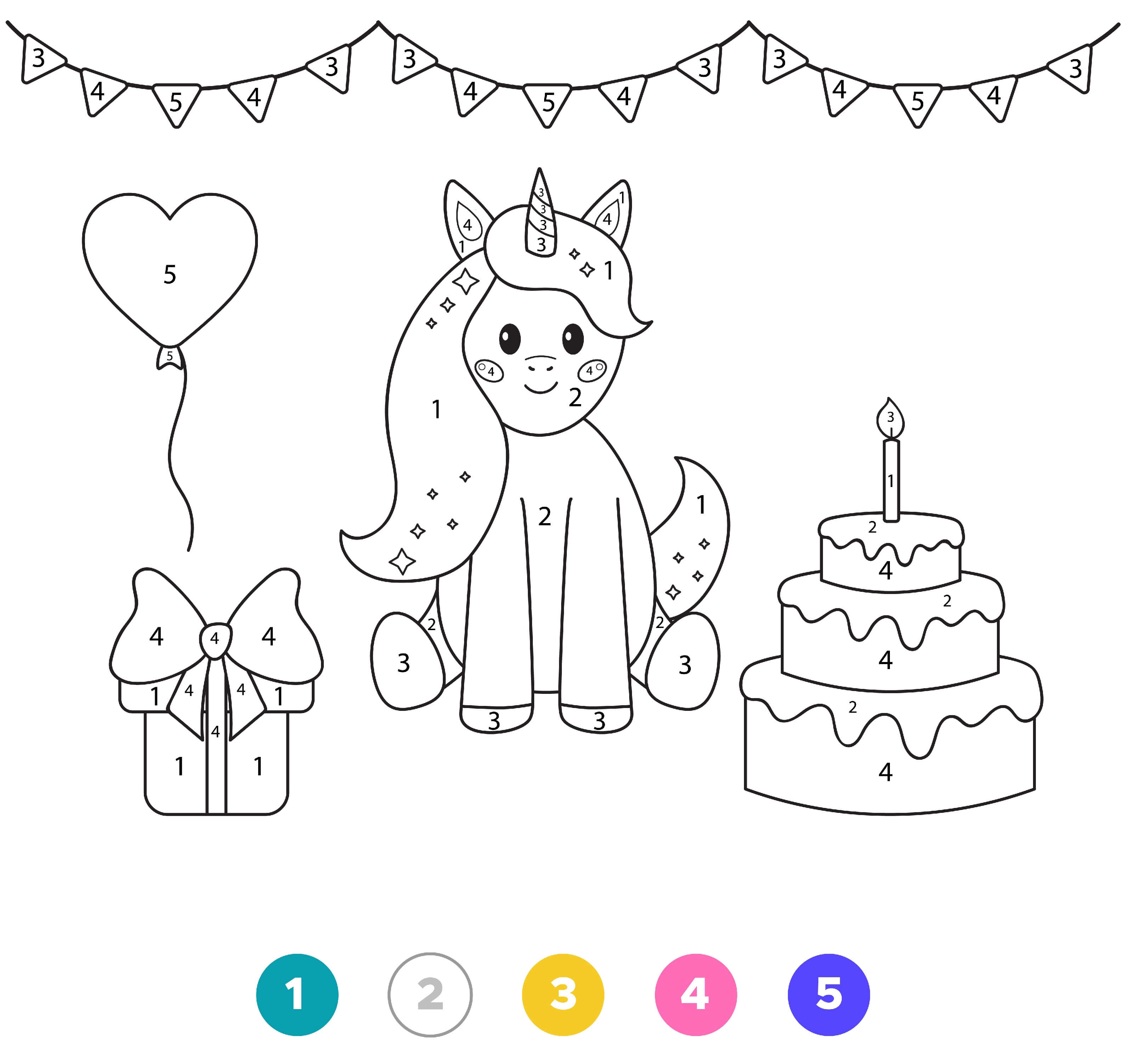 Coloriage Licorne Magique Anniversaire Gâteau Cadeau Fête - Licorne à imprimer