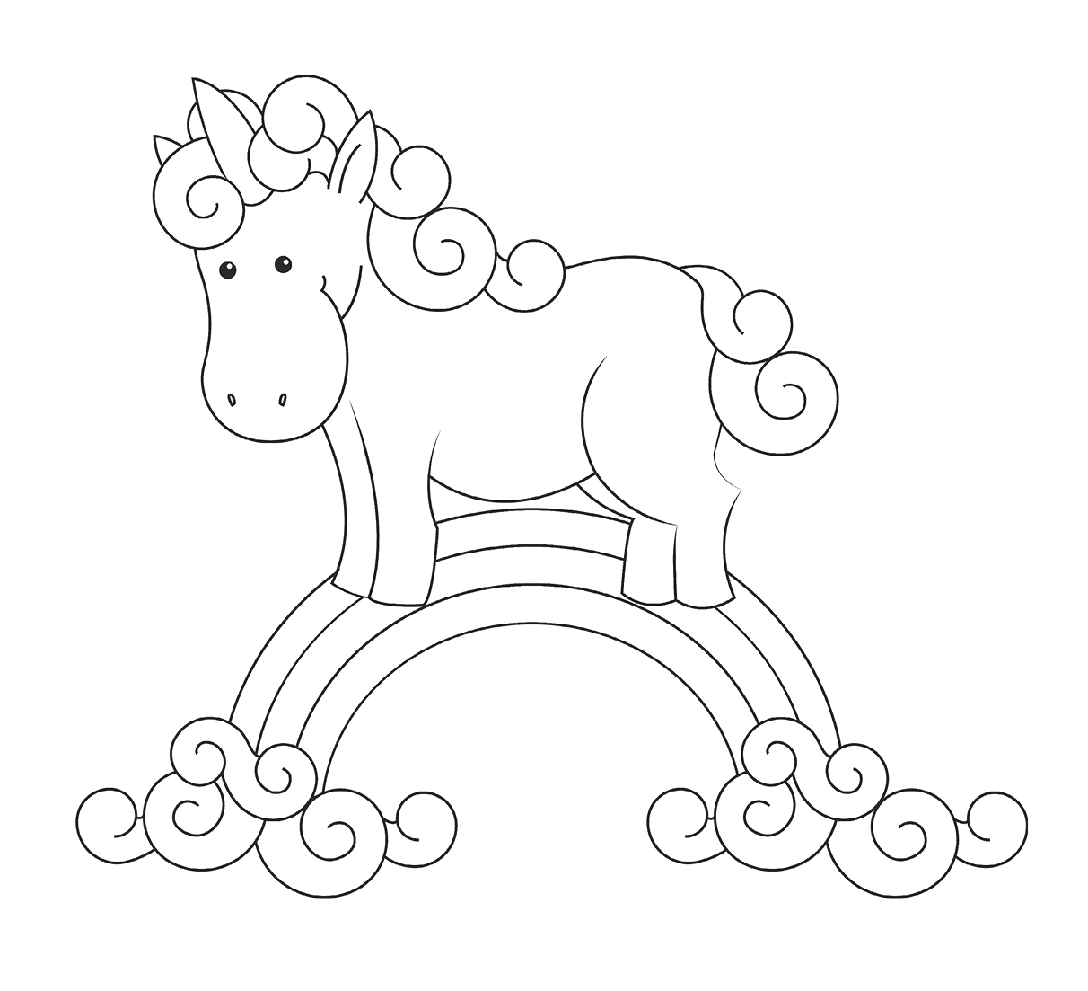 Coloriage Licorne Magique Sur Un Arc En Ciel Et Des Nuages - Licorne à imprimer