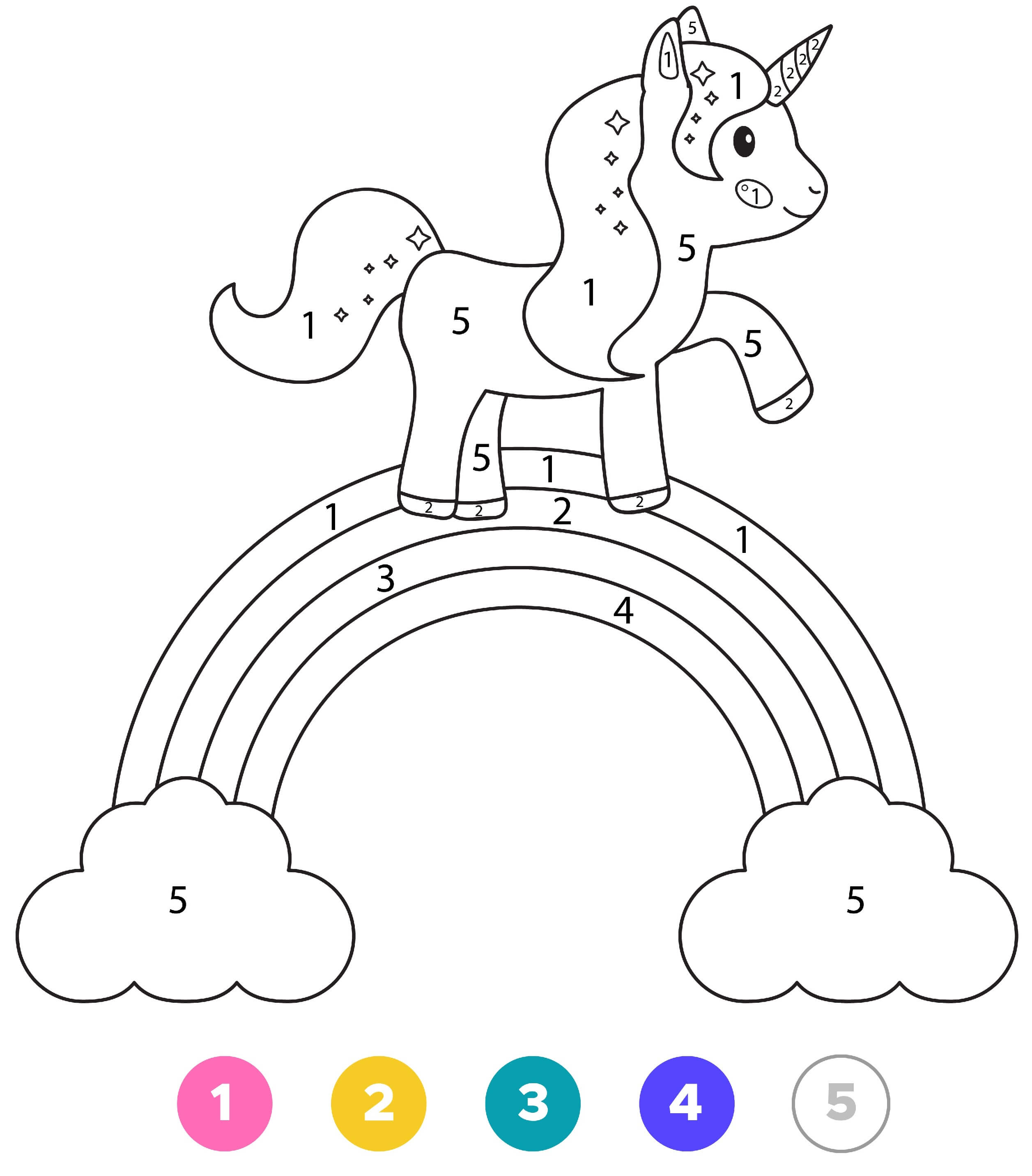 Coloriage Licorne Magique Sur Un Arc En Ciel Maternelle - Licorne à imprimer