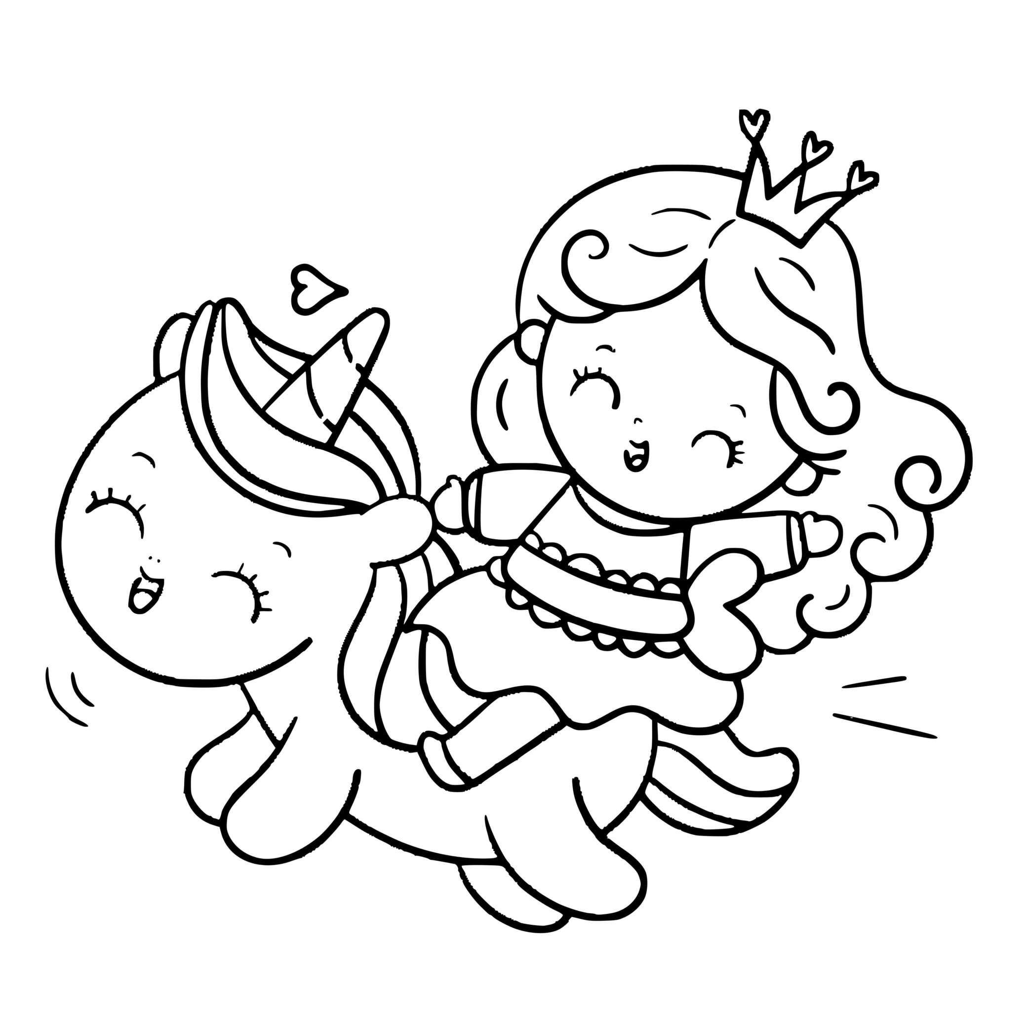 Coloriage Licorne Princesse Et Cœurs - Licorne à imprimer