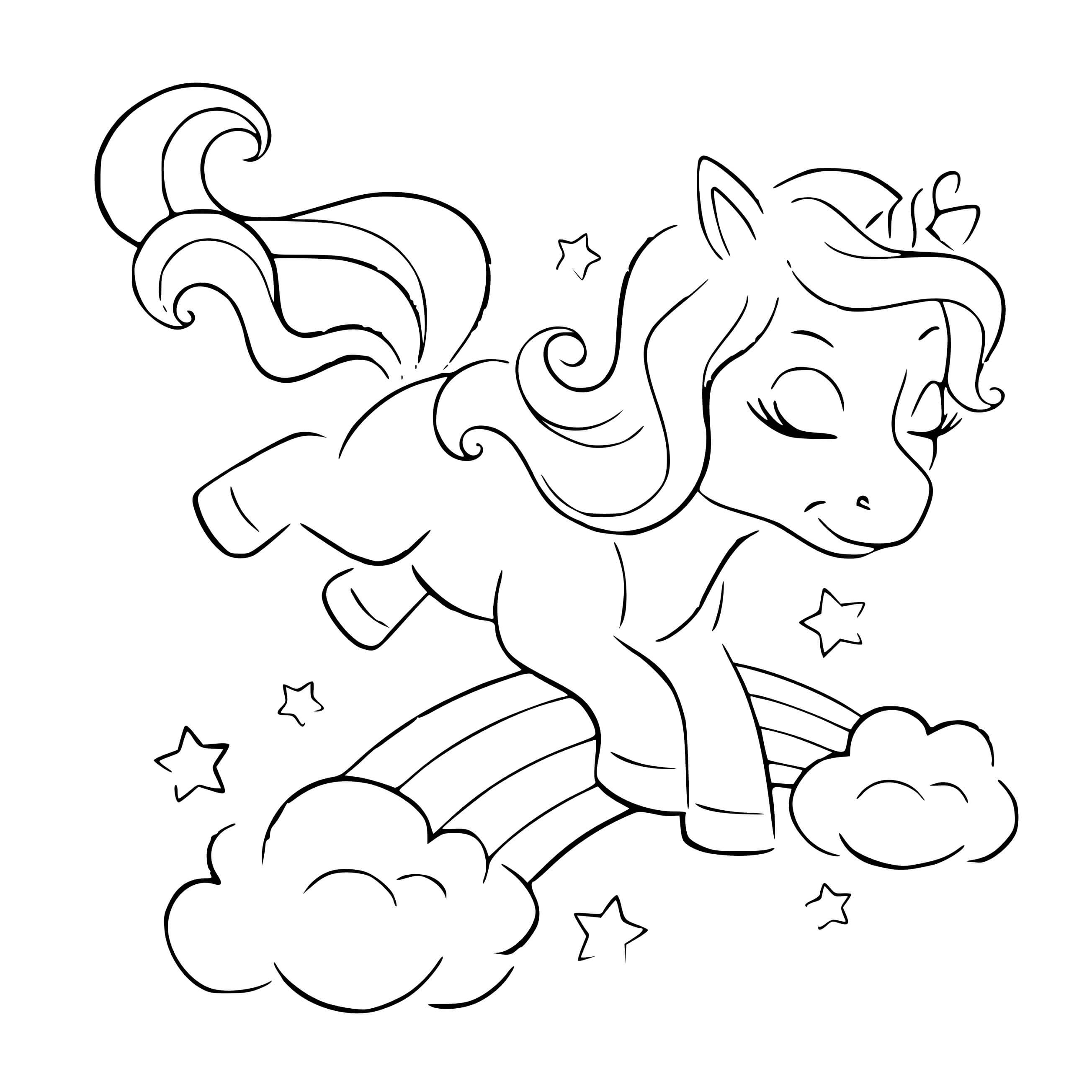 Coloriage Licorne Saute Sur Un Arc En Ciel - Licorne à imprimer