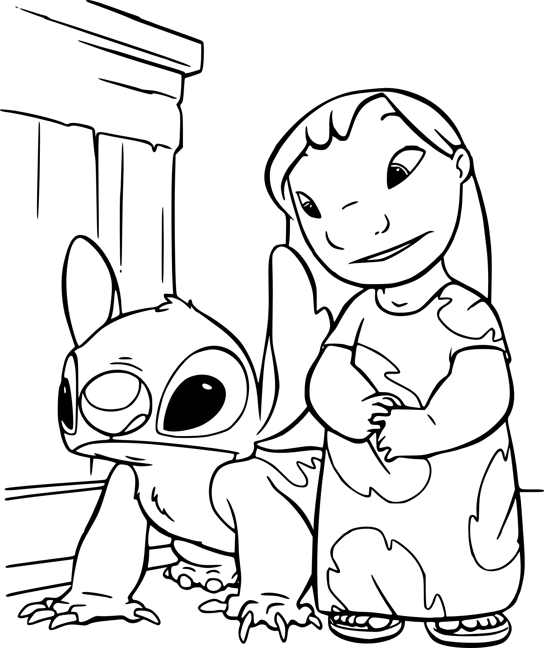 Coloriage Lilo et Stitch extraterrestre de couleur bleue - Disney à imprimer