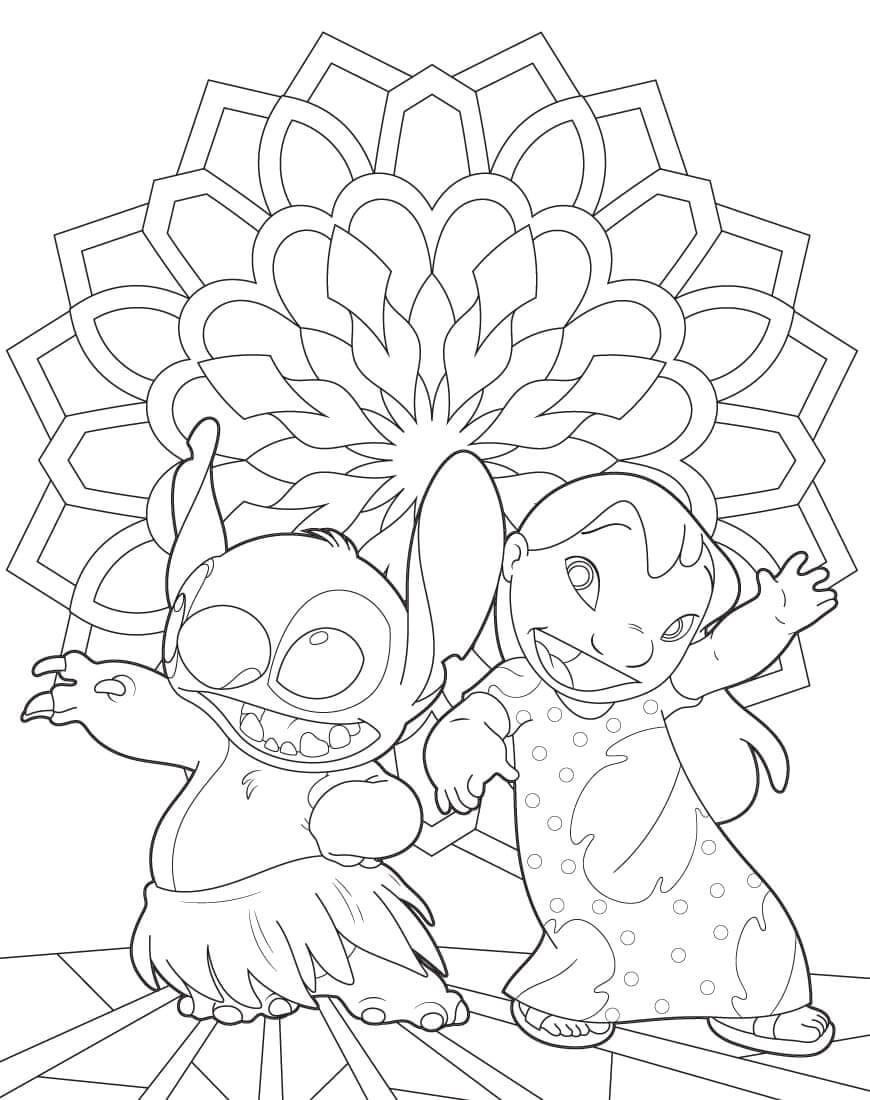 Coloriage Lilo Et Stitch Font La Fête - Stitch à imprimer