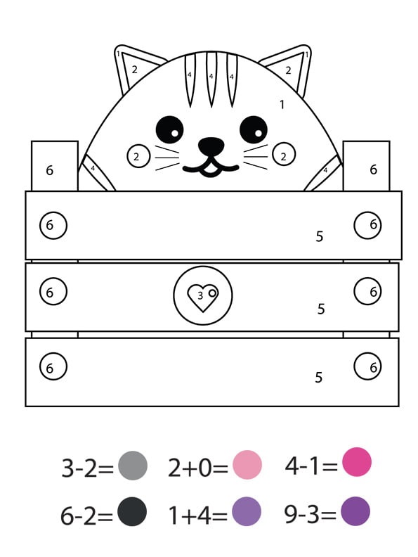 Coloriage Magique Cp Un Chaton Dans Une Caisse - Magique à imprimer