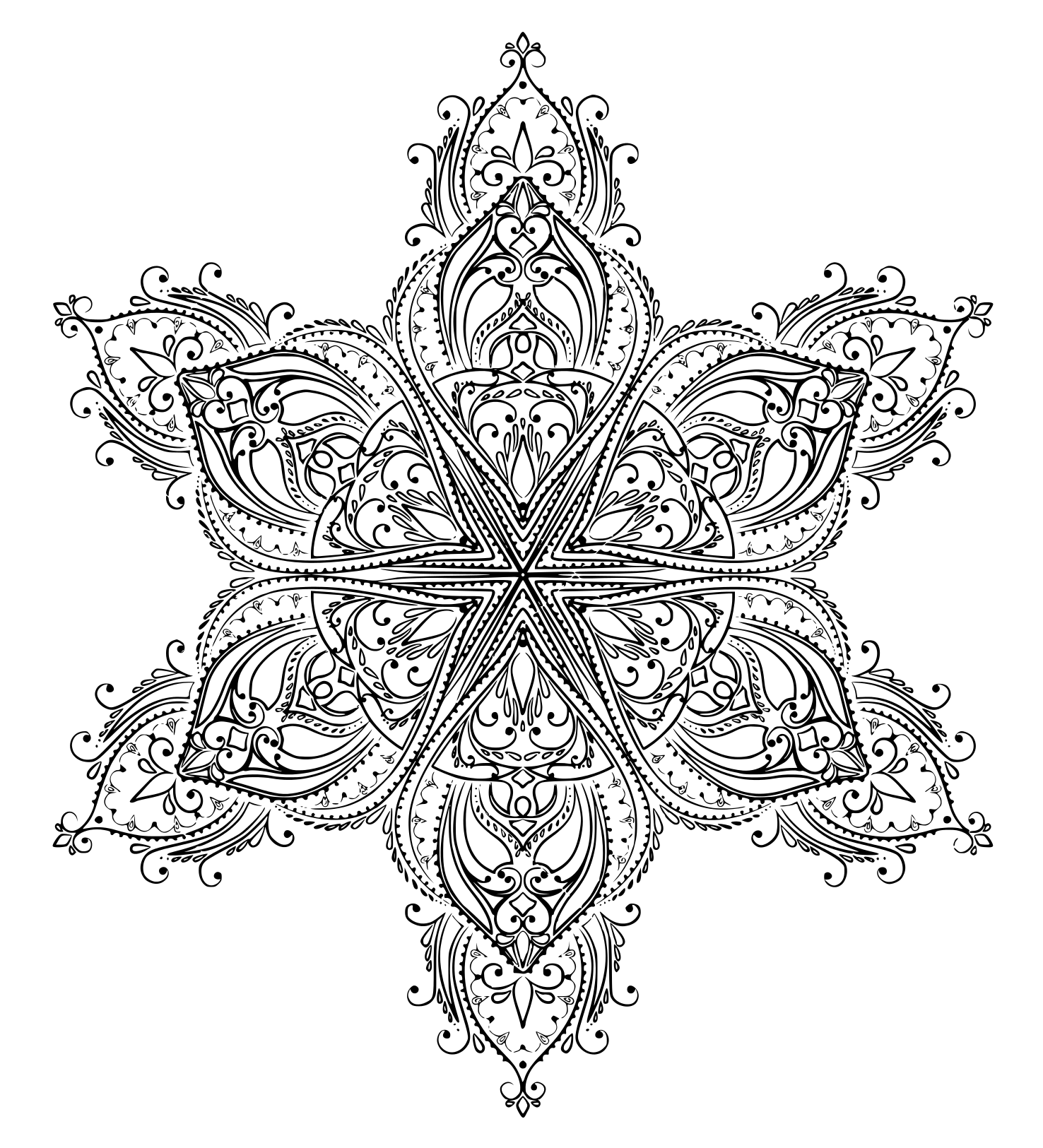 Coloriage Mandala Forme Étoile - Mandala à imprimer