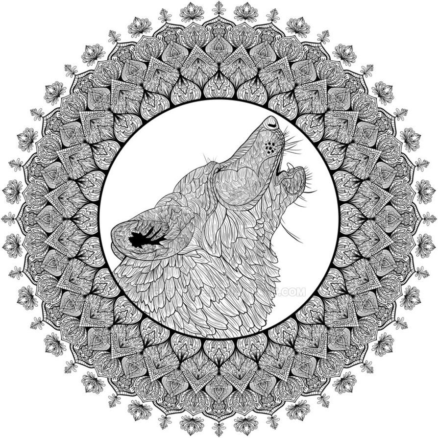 Coloriage Mandala Loup Difficile Complexe Adulte - Mandala à imprimer
