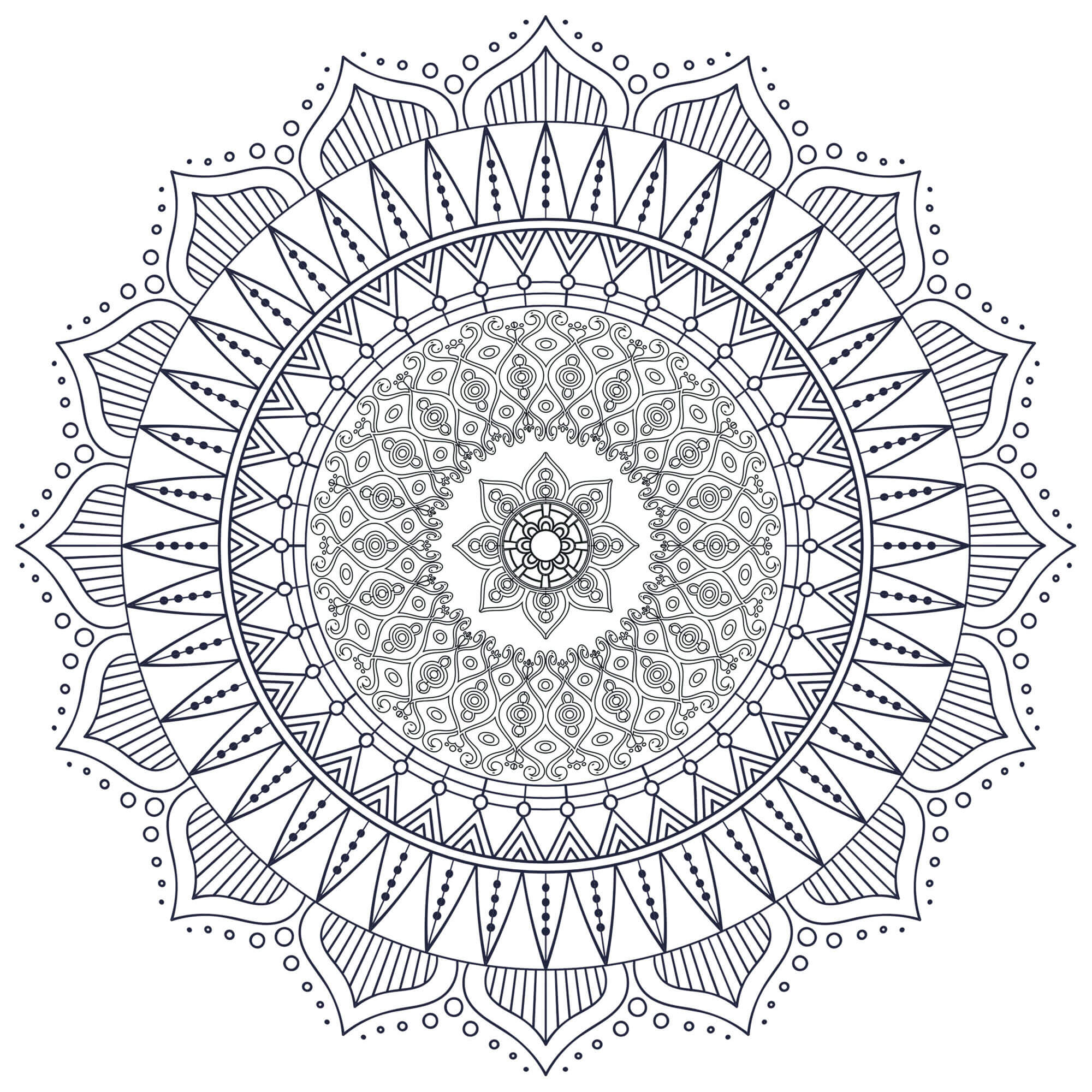 Coloriage Mandala Zen Antistress Hard - Mandala à imprimer