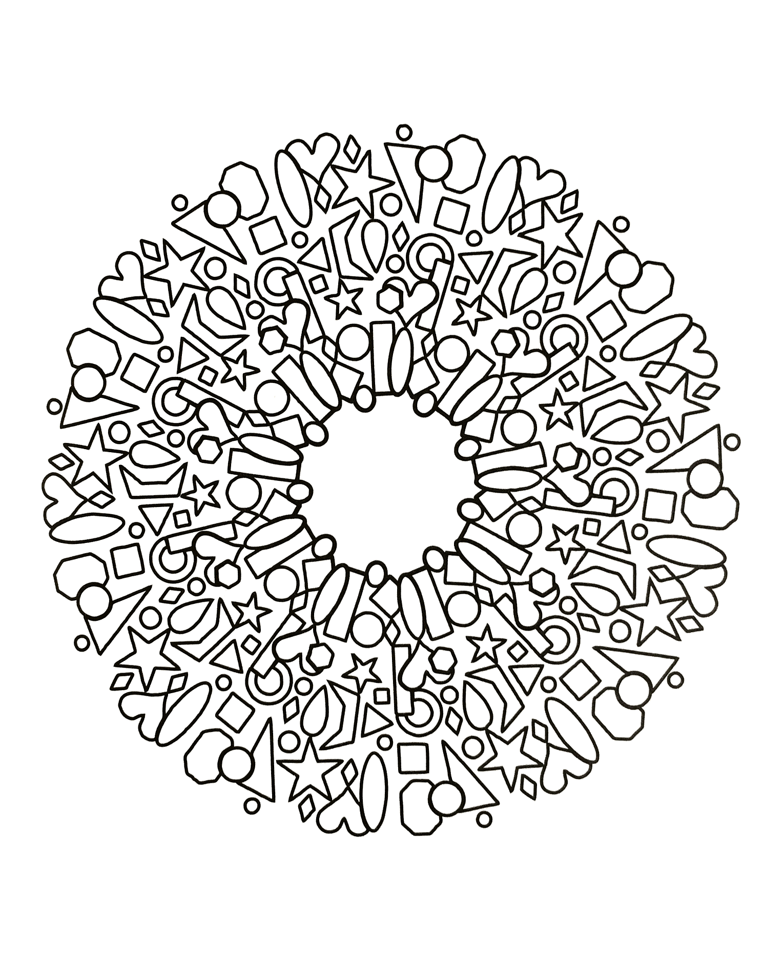 Coloriage Mandala géométrique complexe à motifs symétriques - Adulte à imprimer