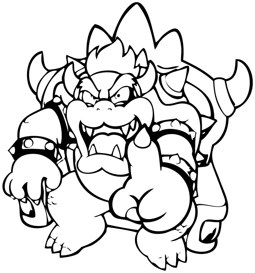 Coloriage Mario Bowser - Mario à imprimer