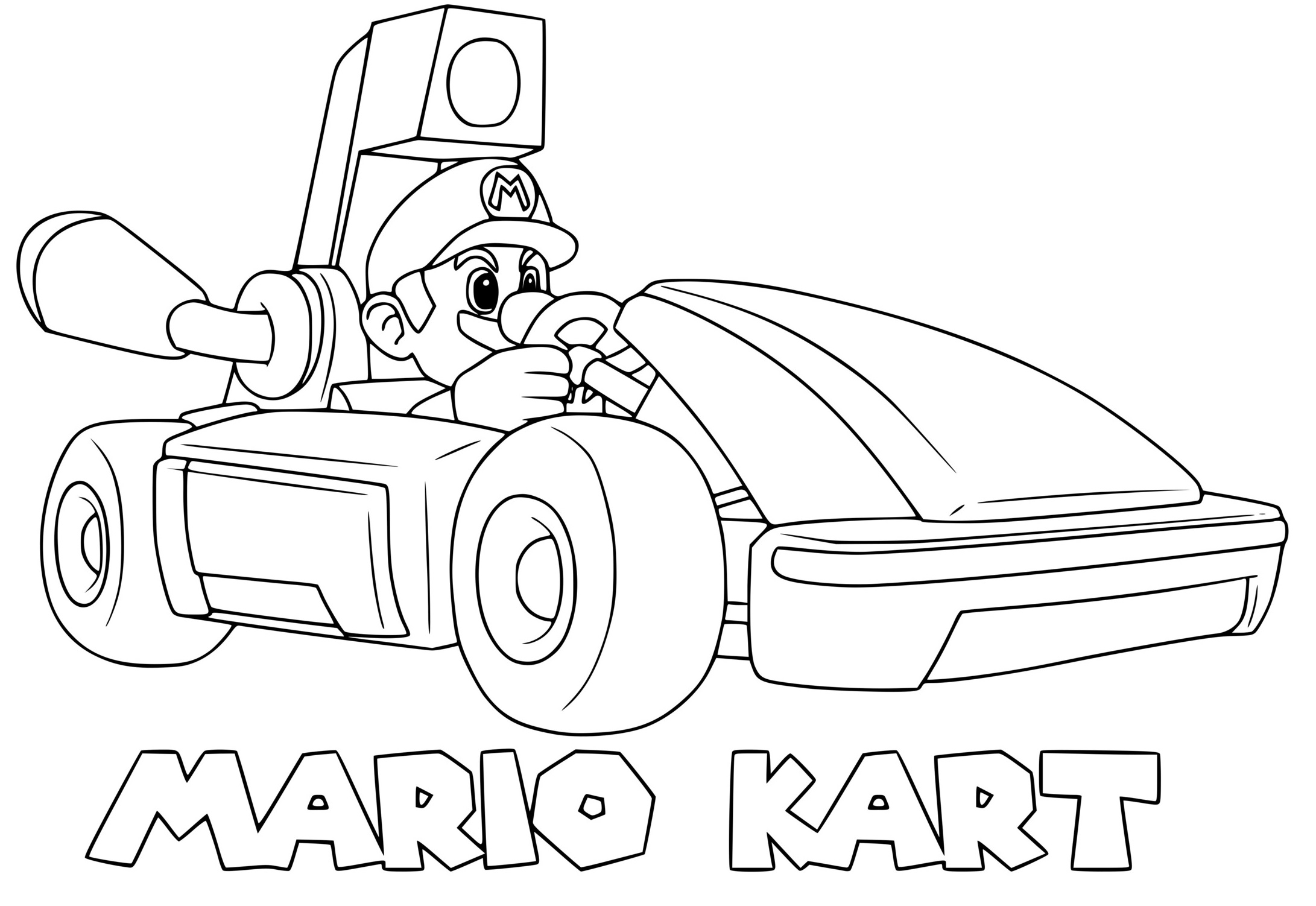 Coloriage Mario Kart 8 Pilote Prêt pour la Course - Mario à imprimer