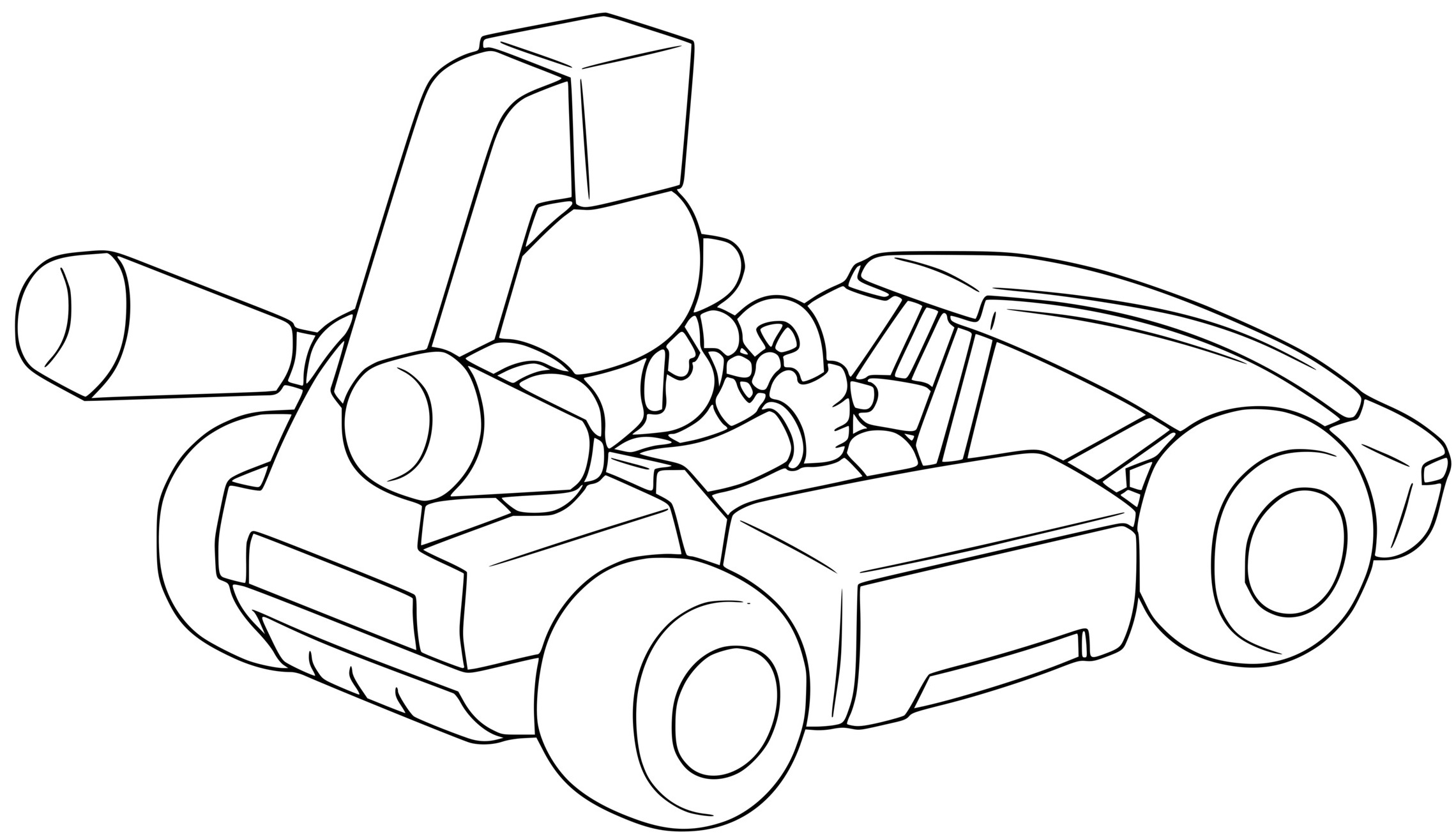 Coloriage Mario Kart 8 Deluxe Voiture De Course - Mario à imprimer