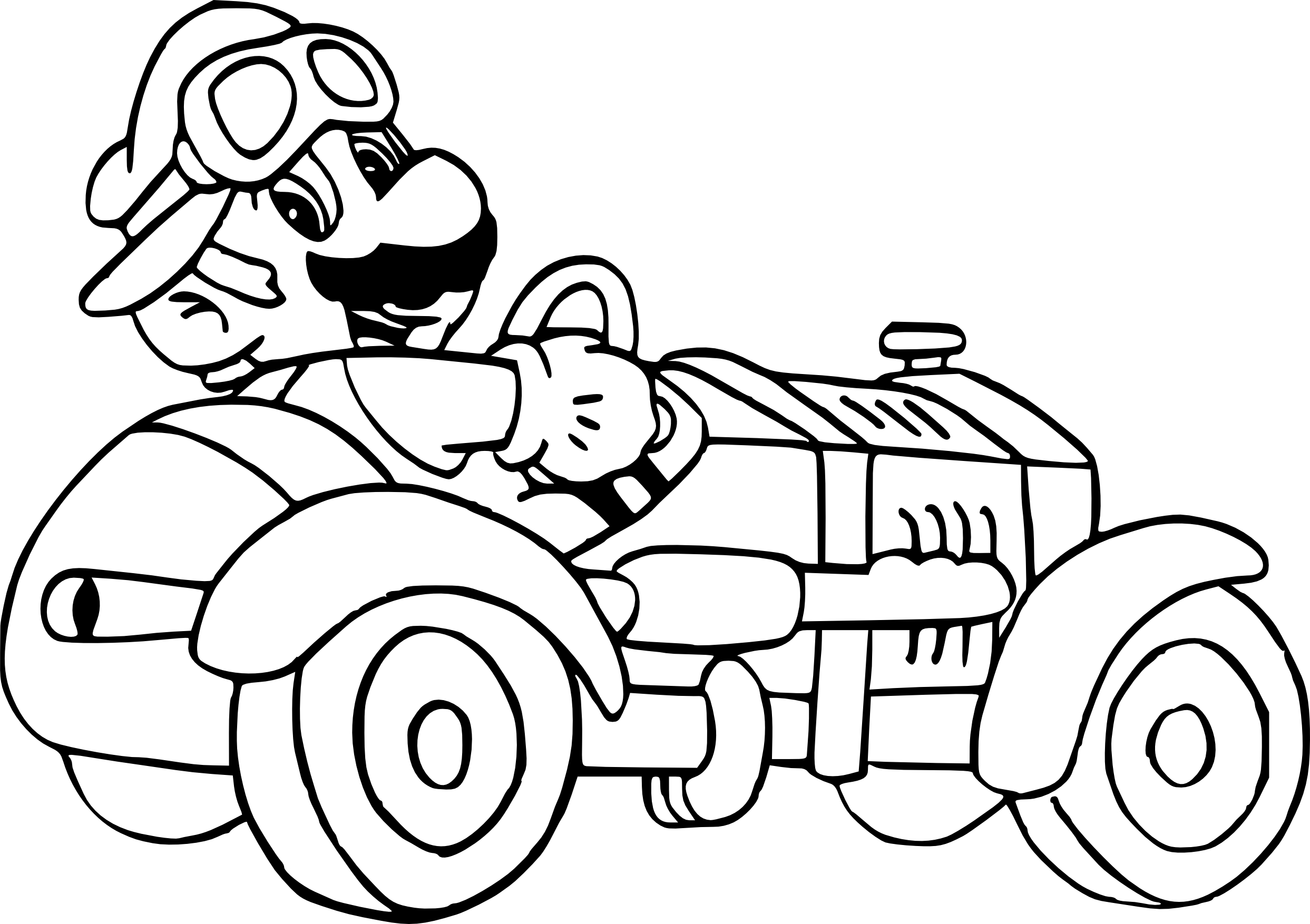 Coloriage Mario Kart Ancienne Voiture - Mario à imprimer