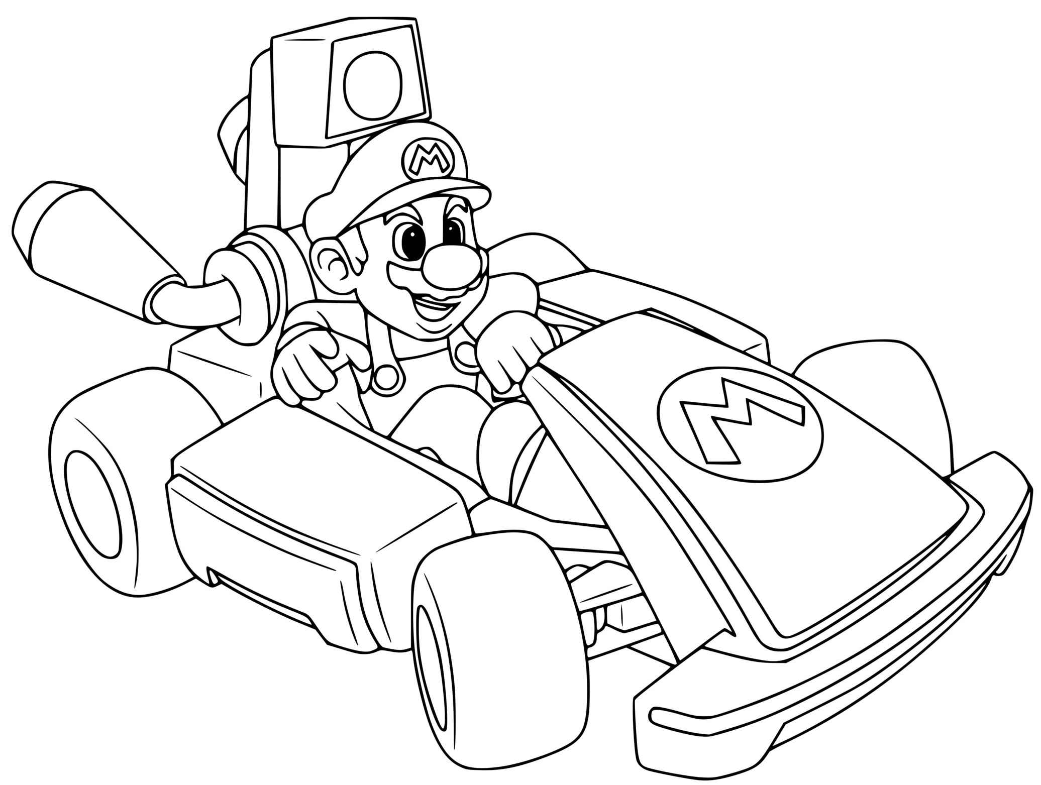 Coloriage Mario Kart Deluxe Voiture De Course - Mario à imprimer