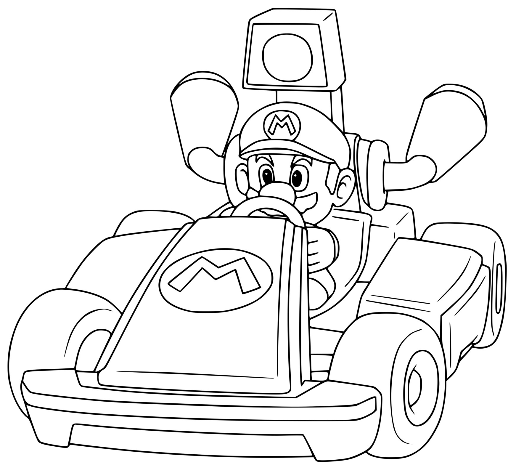 Coloriage Mario Remporte La Premiere Position Mario Kart - Mario à imprimer
