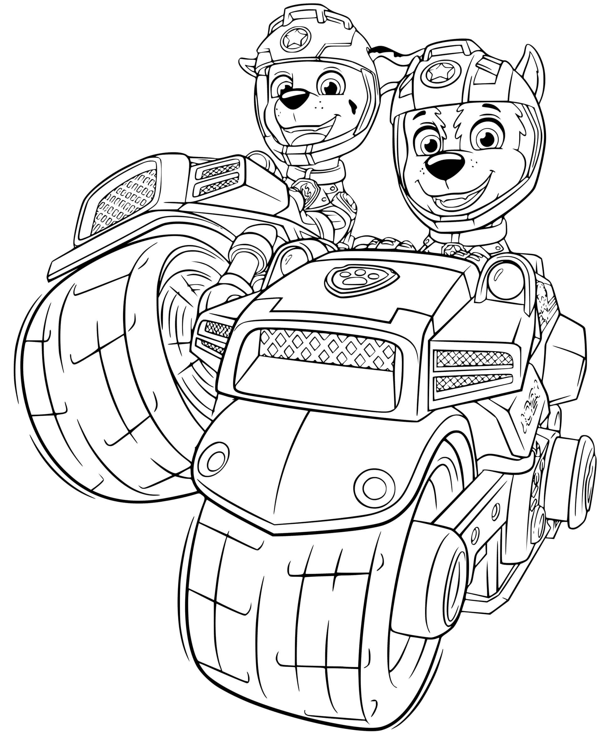 Coloriage Marshall Chase Moto Pups - Pat patrouille à imprimer