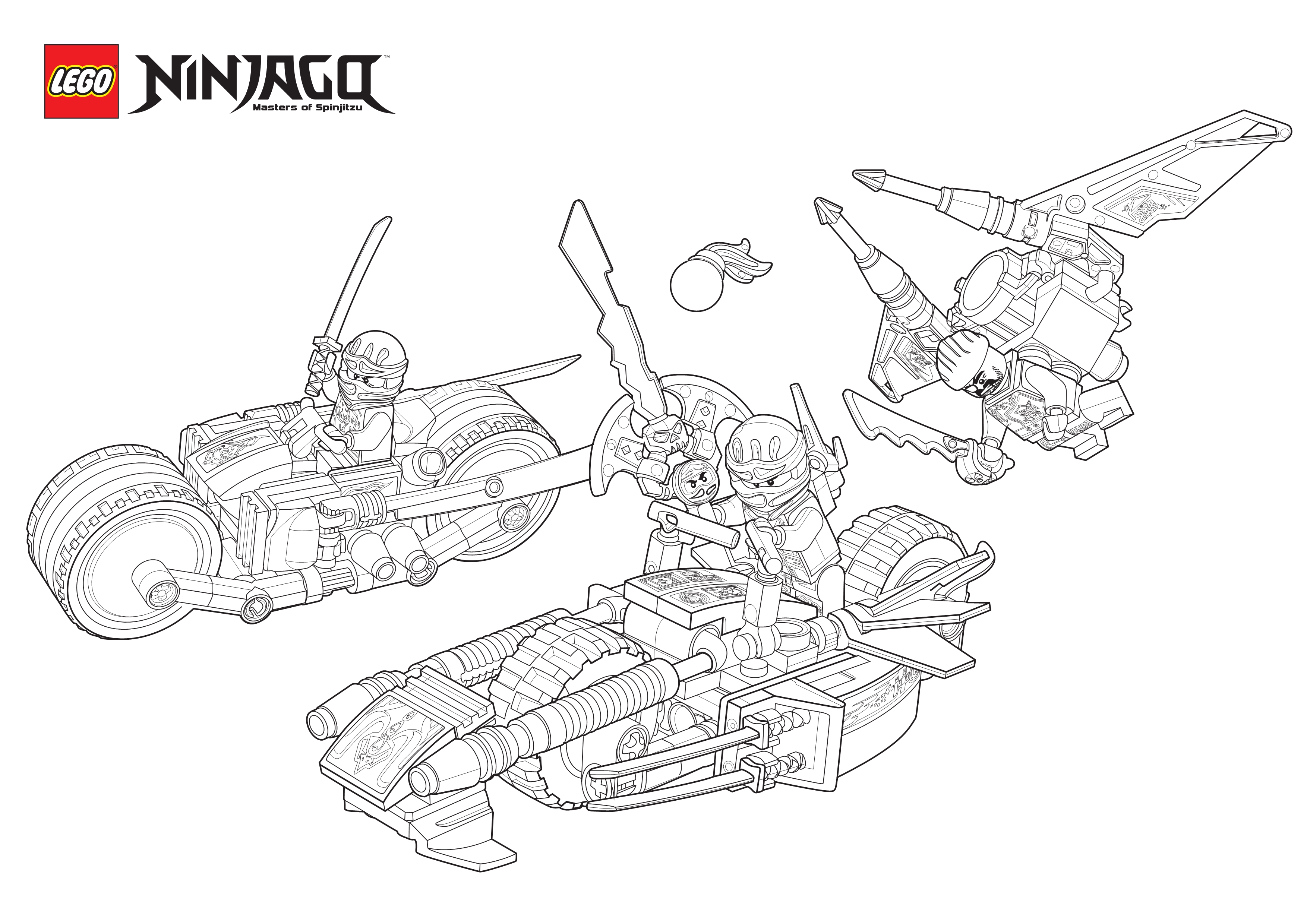 Coloriage Moto Voiture Cool Ninjago Lego - Ninjago à imprimer
