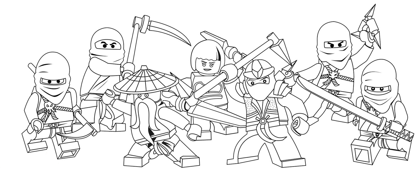 Coloriage Ninjago Équipe Complete Lego Dessin - Ninjago à imprimer