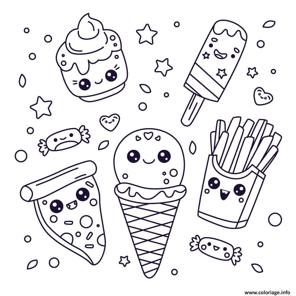 Coloriage Kawaii nourriture