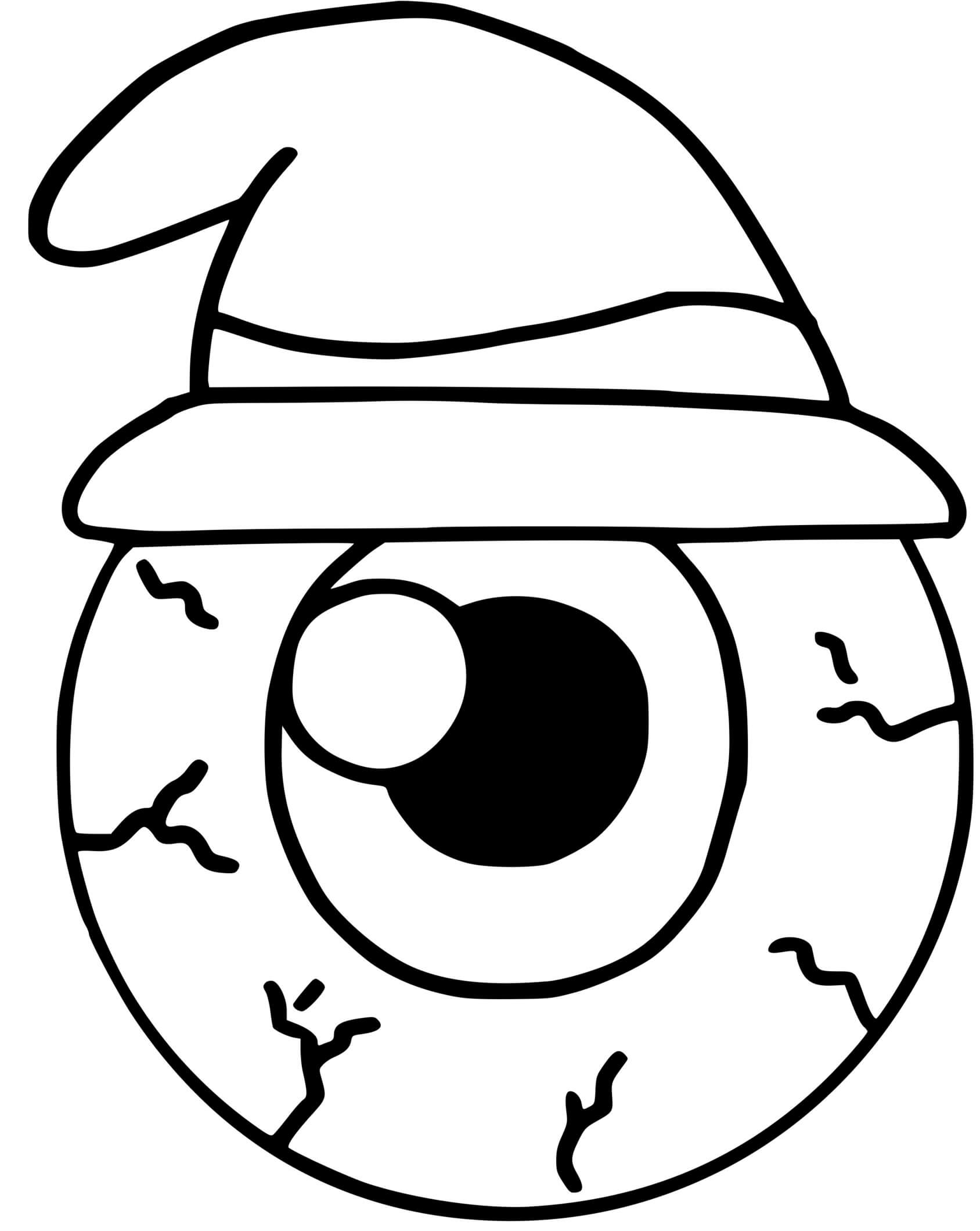 Coloriage Oeil De Sorcière Avec Chapeau Halloween Facile - Halloween à imprimer