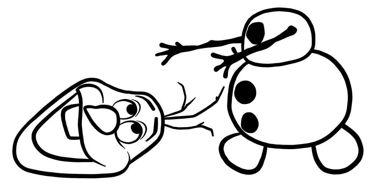 Coloriage Olaf Le Bonhomme De Neige Qui Tente Dattraper Sa Tête - La Reine des neiges à imprimer